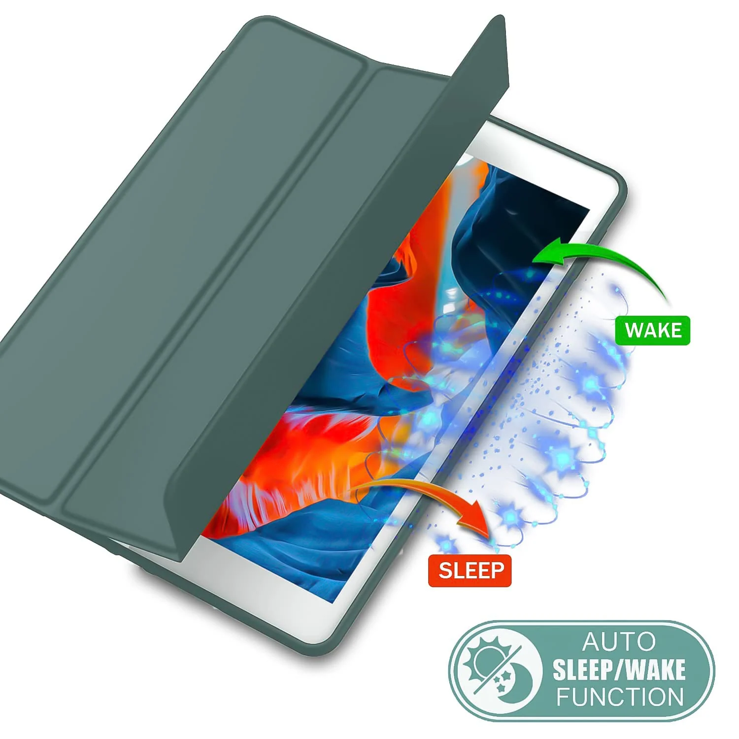 DL3 Mobilak Case For iPad 9.7-inch, (2018/2017), iPad Pro 9.7 Inch 2016, iPad Air 2nd/1st Smart Cover with Pencil Holder and Soft Silicone Back and Full Body Protection, Auto Wake/Sleep Cover - Green