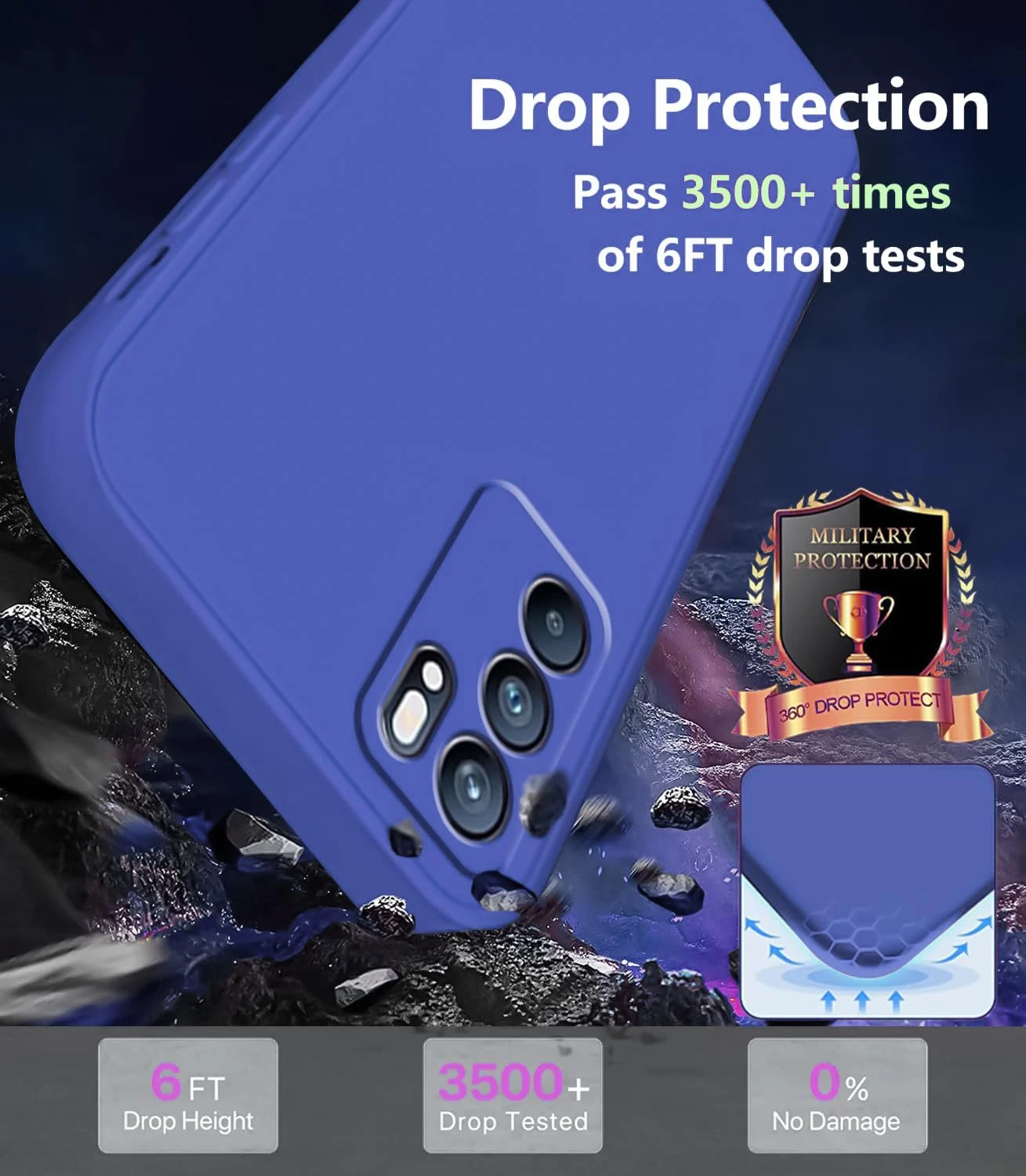 DL3 Mobilak Liquid Silicone Protective Case with Soft Microfiber Lining with Full Camera Protection for OPPO Reno 6 5G - Light Blue