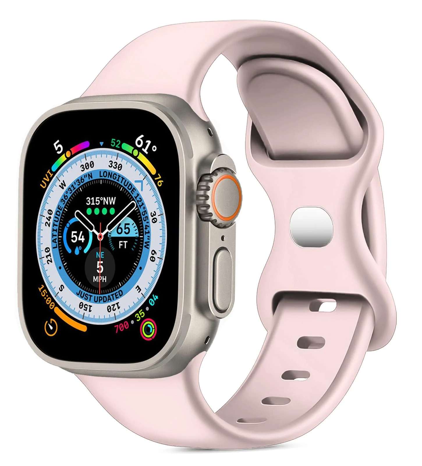DL3 Mobilak Band with Case For Apple Watch Ultra/Ultra 2 49mm, Adjustable Silicone Sport Wristband Replacement, Strap With Cover Built-in Glass Screen Protector for iWatch Ultra 49 mm - Pink Sand