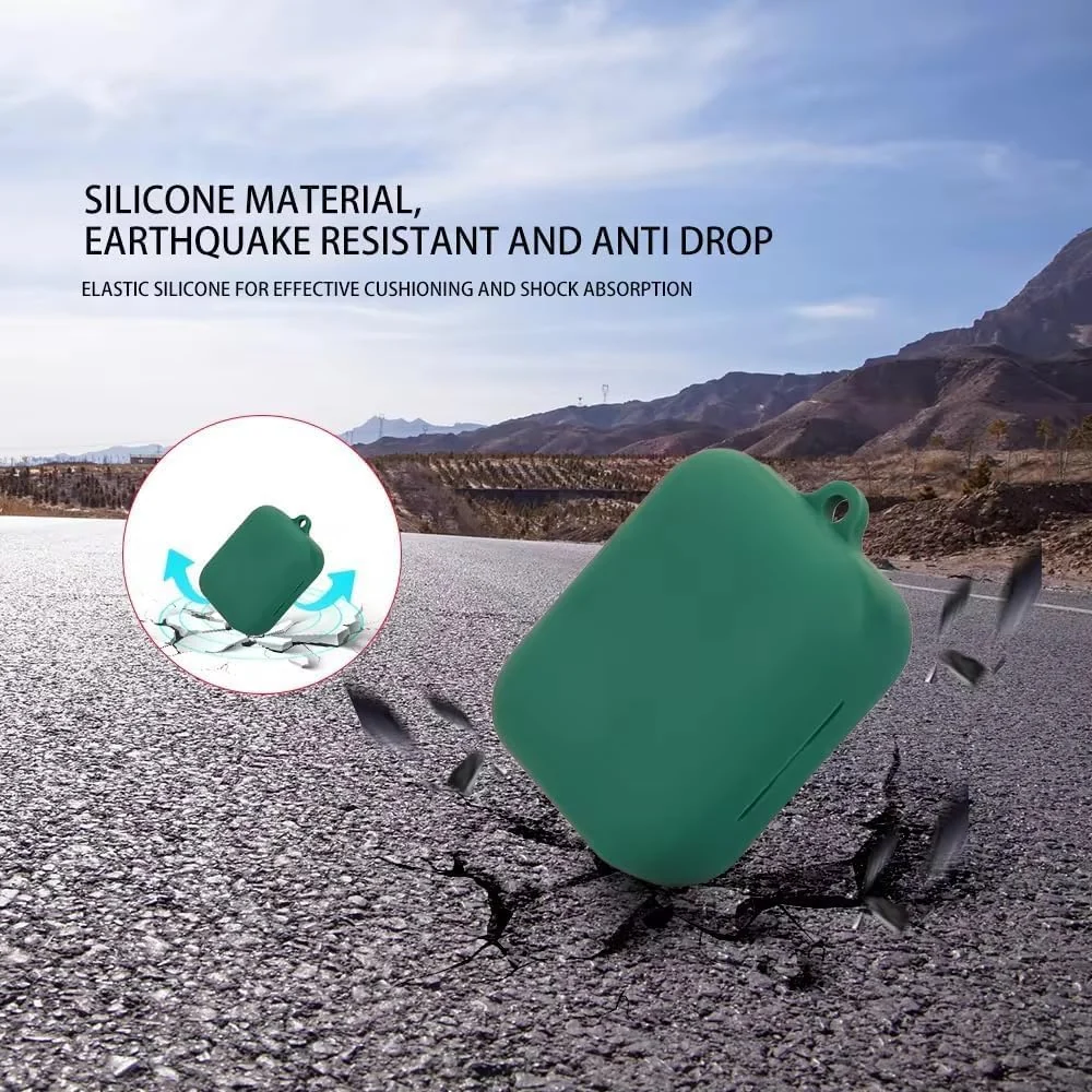 MOBIGON Soft Silicone Earbuds Case with Carabiner for Realme Buds Air 7 Pro / Air 7, Green