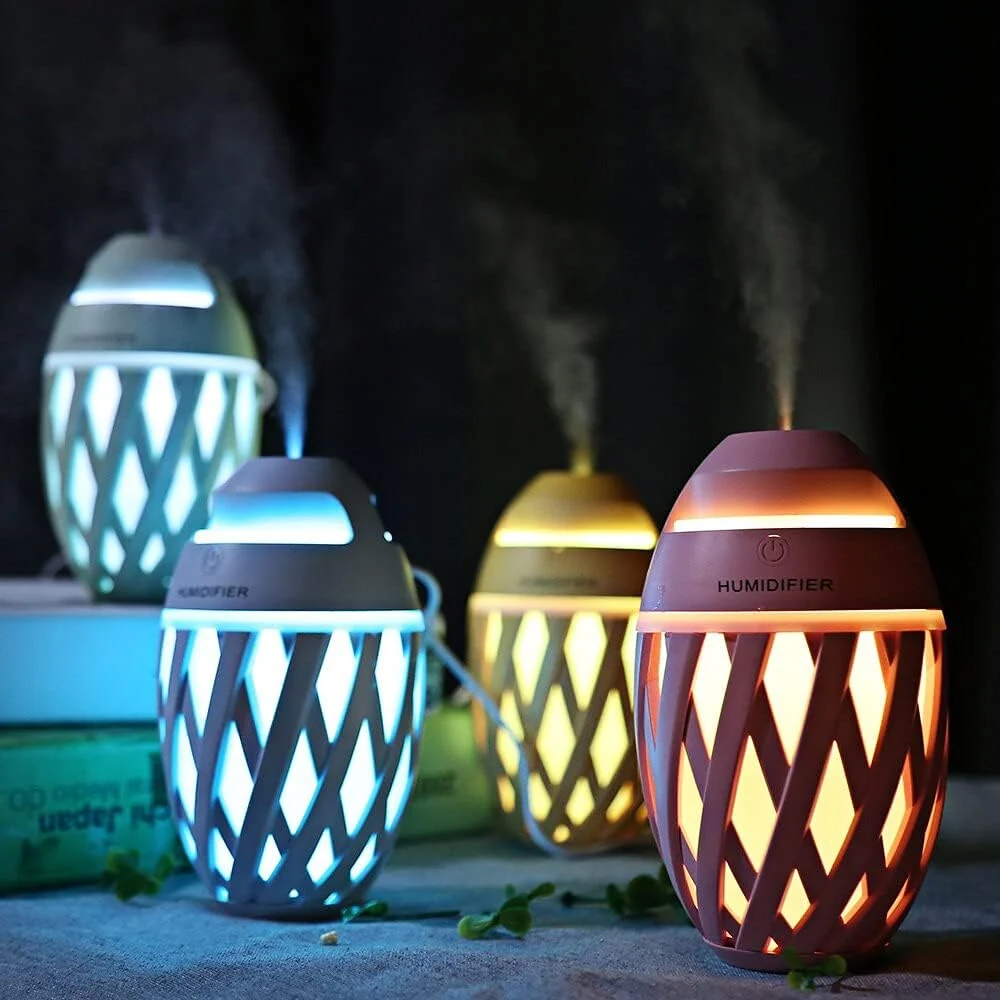 Mobigon Wood Cool Mist Ultrasonic Humidifier for Room Moisture, Aroma Diffuser for Home, 320ml Essential Oil Diffuser with 7 Colorful Night Light, Auto Shut-Off, Home, Office, car - Mint Green