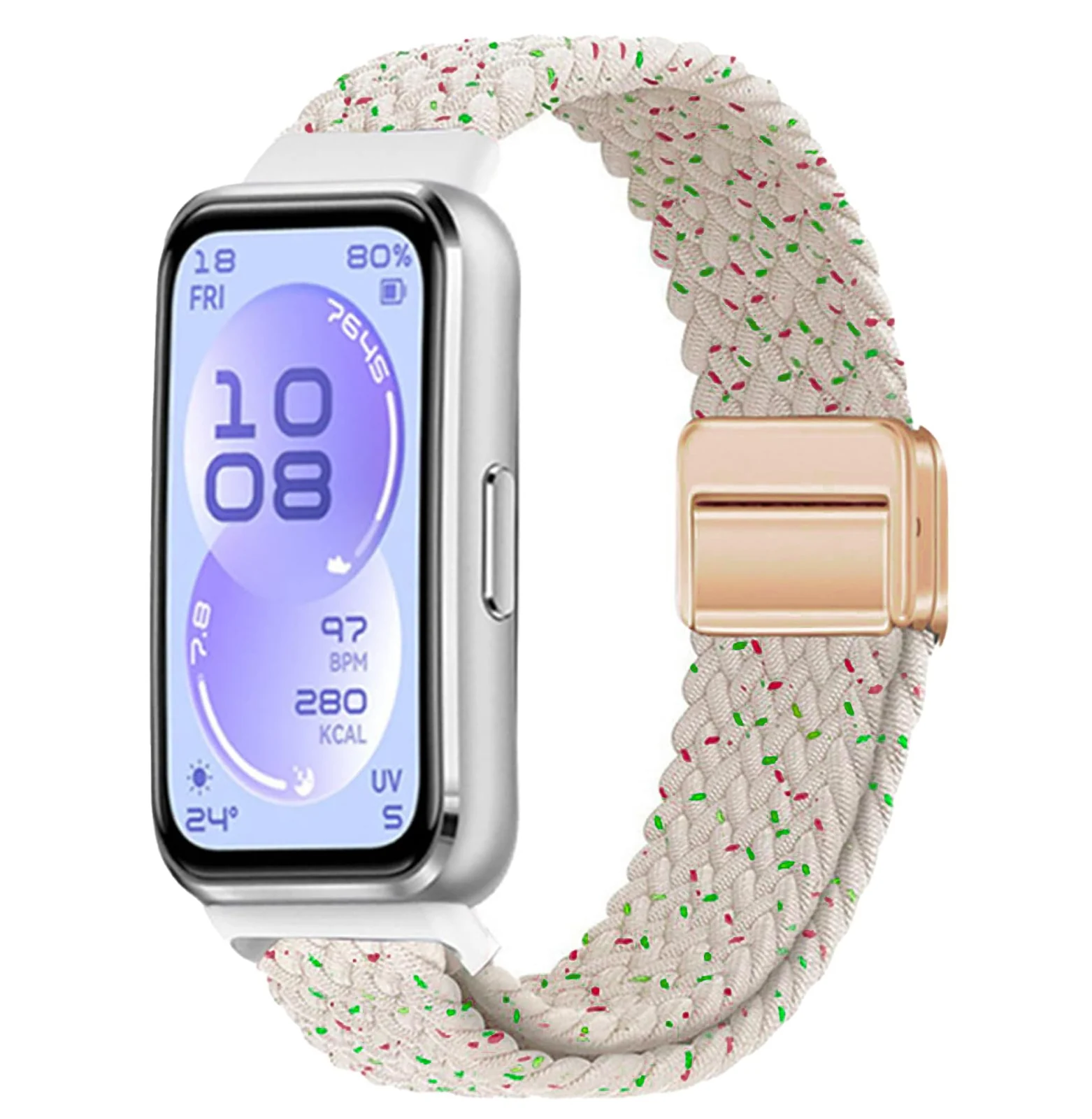 DL3 MOBILAK Braided Elastic Nylon Magnetic Watch Strap for Huawei Band 11 / Band 11 Pro, Starlight Star