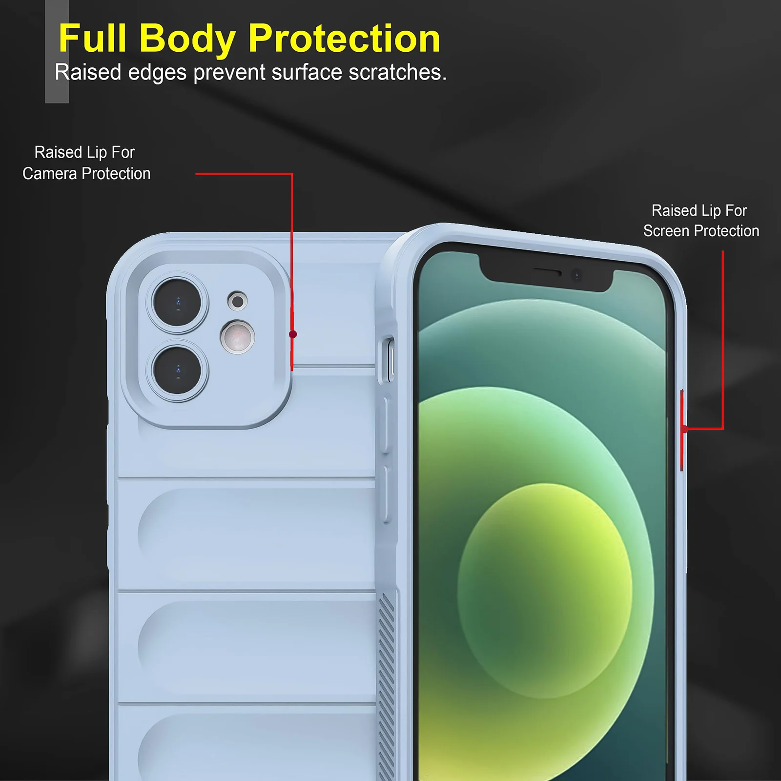 DL3 Mobilak Silicone Case for Apple iPhone 12 Heavy Duty Protective [Slim Fit] Shockproof Soft Flexible Protective Design Shock-Absorption TPU Cover With Camera Protection - Baby Blue