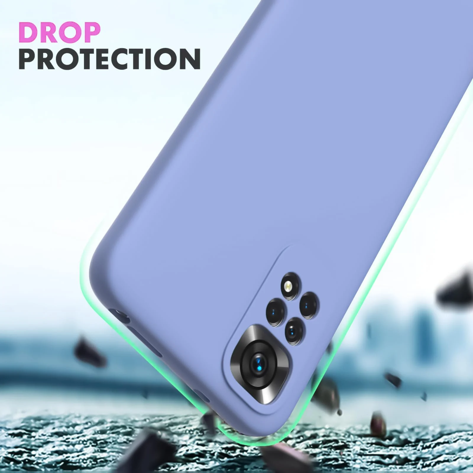 DL3 Mobilak Liquid Silicone Protective Case with Soft Microfiber Lining with Full Camera Protection for Xiaomi Redmi Note 12 Pro 4G / Redmi Note 11 Pro 4G&5G - Baby Blue