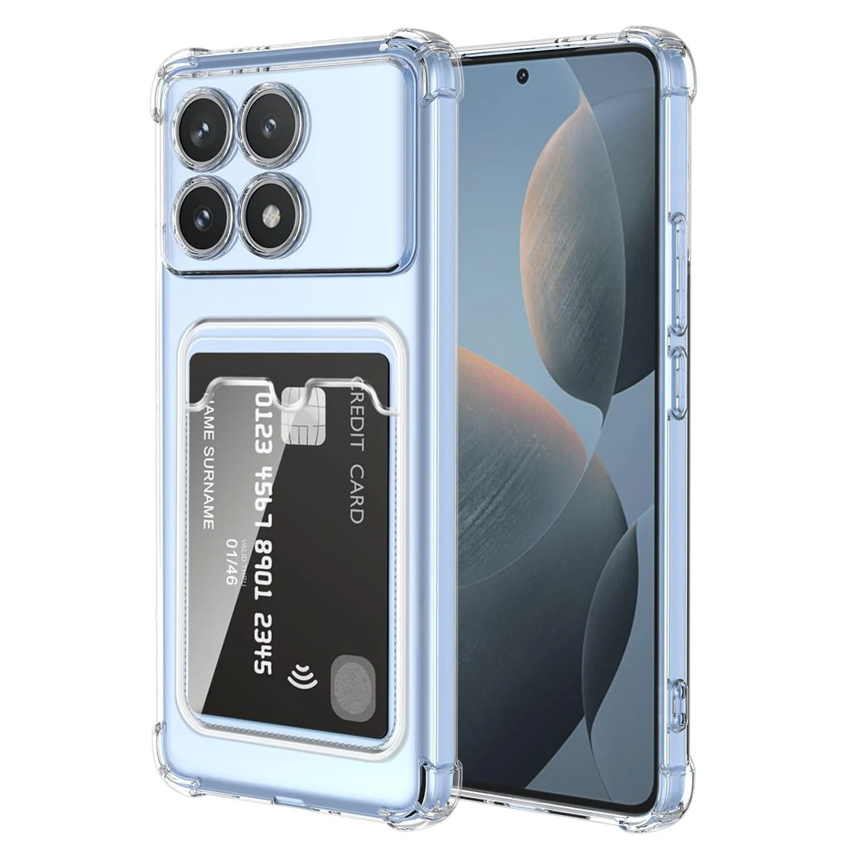 DL3 Mobilak Clear TPU Wallet Case with Card Slot and Camera Protection for Xiaomi Poco X6 Pro 5G / Redmi K70E 5G - Clear