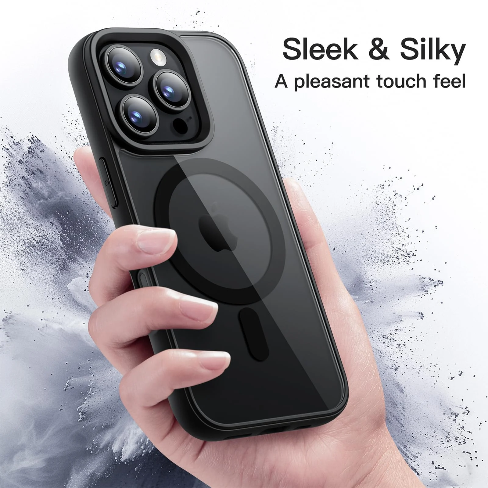 DL3 Mobilak Translucent Matte Case for iPhone 16 Pro 6.3-Inch Compatible with, Compatible with MagSafe accessories, Shock-absorbing protection, Scratch-resistant surface - Black