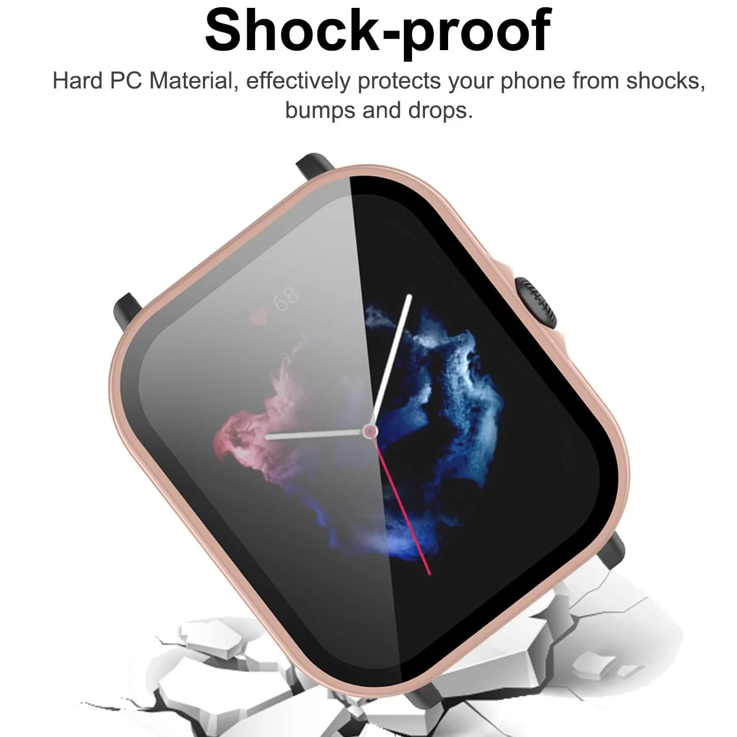 DL3 Mobilak Protective Case For Amazfit GTS 3, 9H Hardness PC Case Bumper Full Slim Protective Cover with Built-in Tempered Glass Screen Protector For Amazfit GTS3 - Pink
