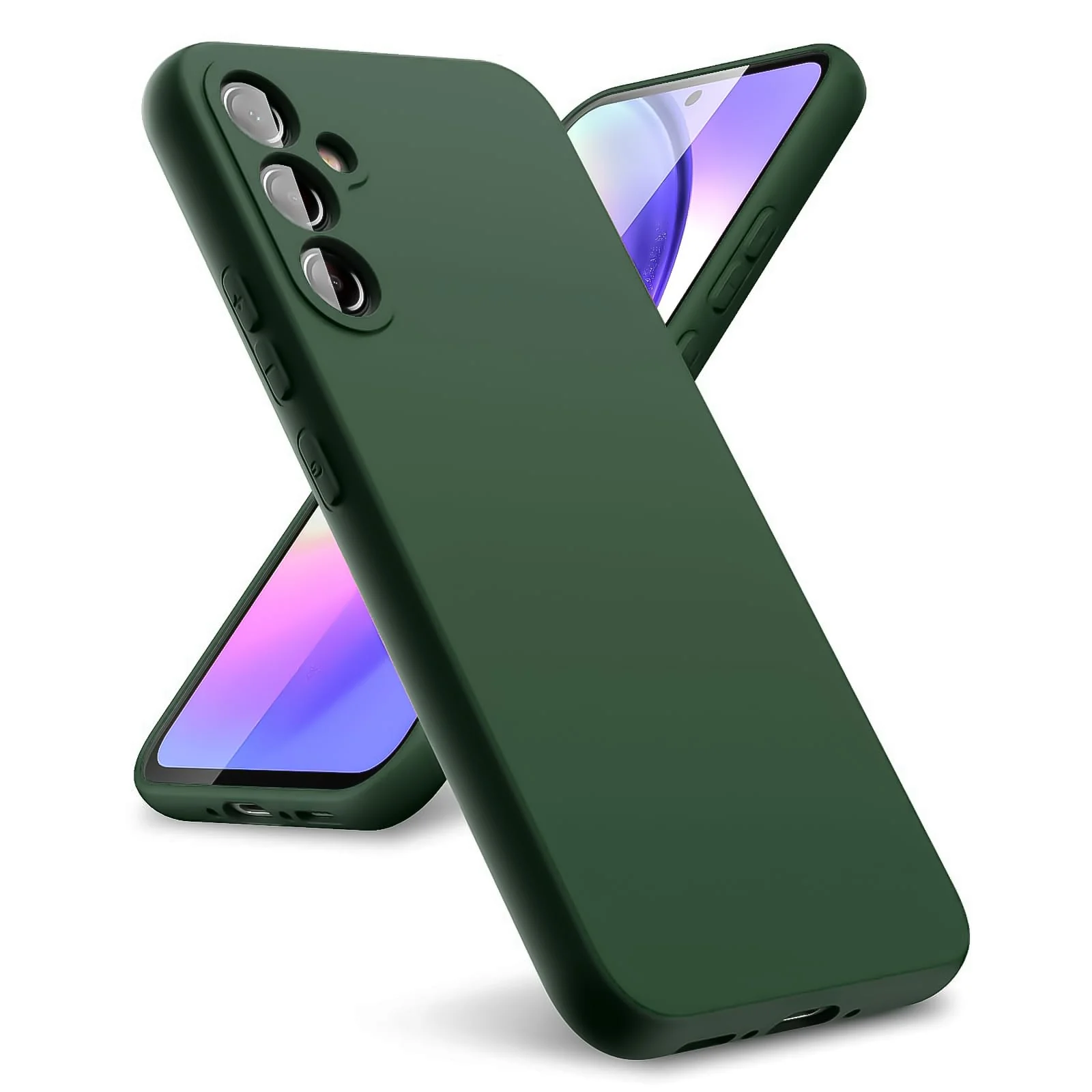 DL3 Mobilak Soft Silicone Protective Case for Samsung Galaxy A34 4G / 5G with Microfiber Lining and Shockproof Design - Green