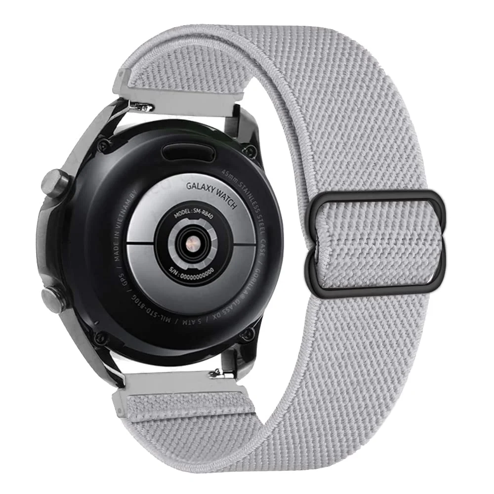 DL3 Mobilak Strap Nylon Loop 20MM Band For Samsung Galaxy Watch 7/6/5/4 40mm 44mm/Watch 5 Pro 45mm/S2 classic/active 2 40mm 44mm/Amazfi GTS 2/2e/3/3 Pro/4/GTS 2 Mini/3 Mini/4 Mini/Bip 3 - Light Grey