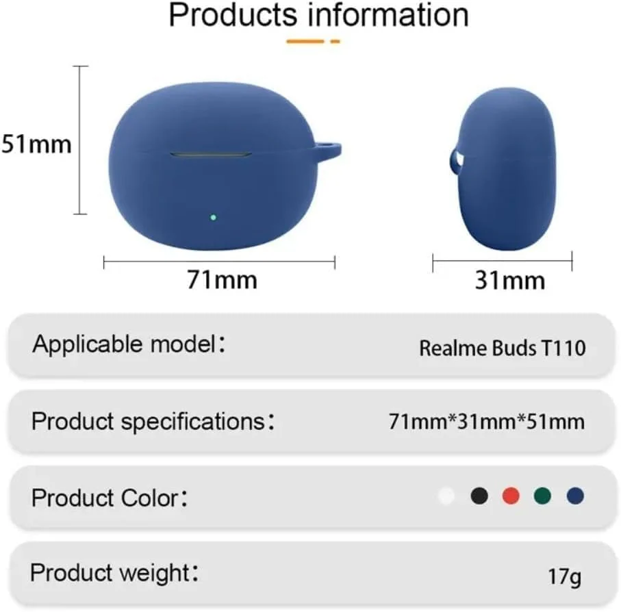 DL3 Mobilak Silicone Case Compatible with realme Buds T101 Earbuds, Soft Silicone Protective Case Cover, Shockproof Sleeve with Carabiner - Green