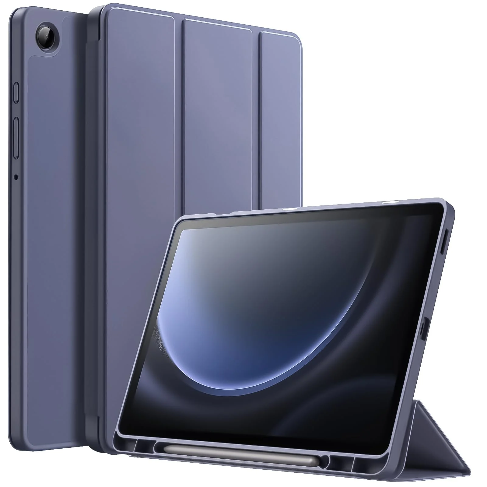 DL3 Mobilak Samsung Galaxy Tab A9 Cover Case 8.7 inch Tablet Cover [SM-X110/X115/X117] Case with Pen Holder, Soft TPU Back Trifold Stand Protective Smart Cover Flip, Auto Wake&Sleep - Lavender