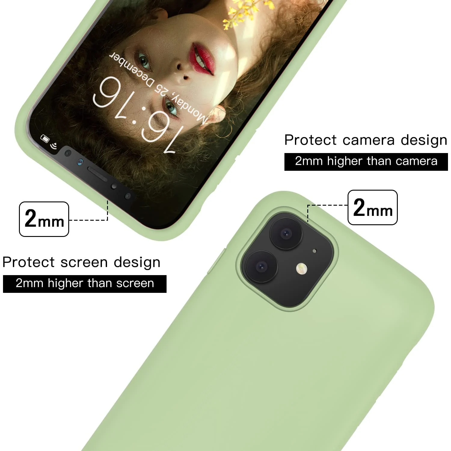 DL3 Mobilak Liquid Silicone Protective Case for iPhone 11 (6.1 Inch) with Camera Protection and Microfiber Lining - Grass Green