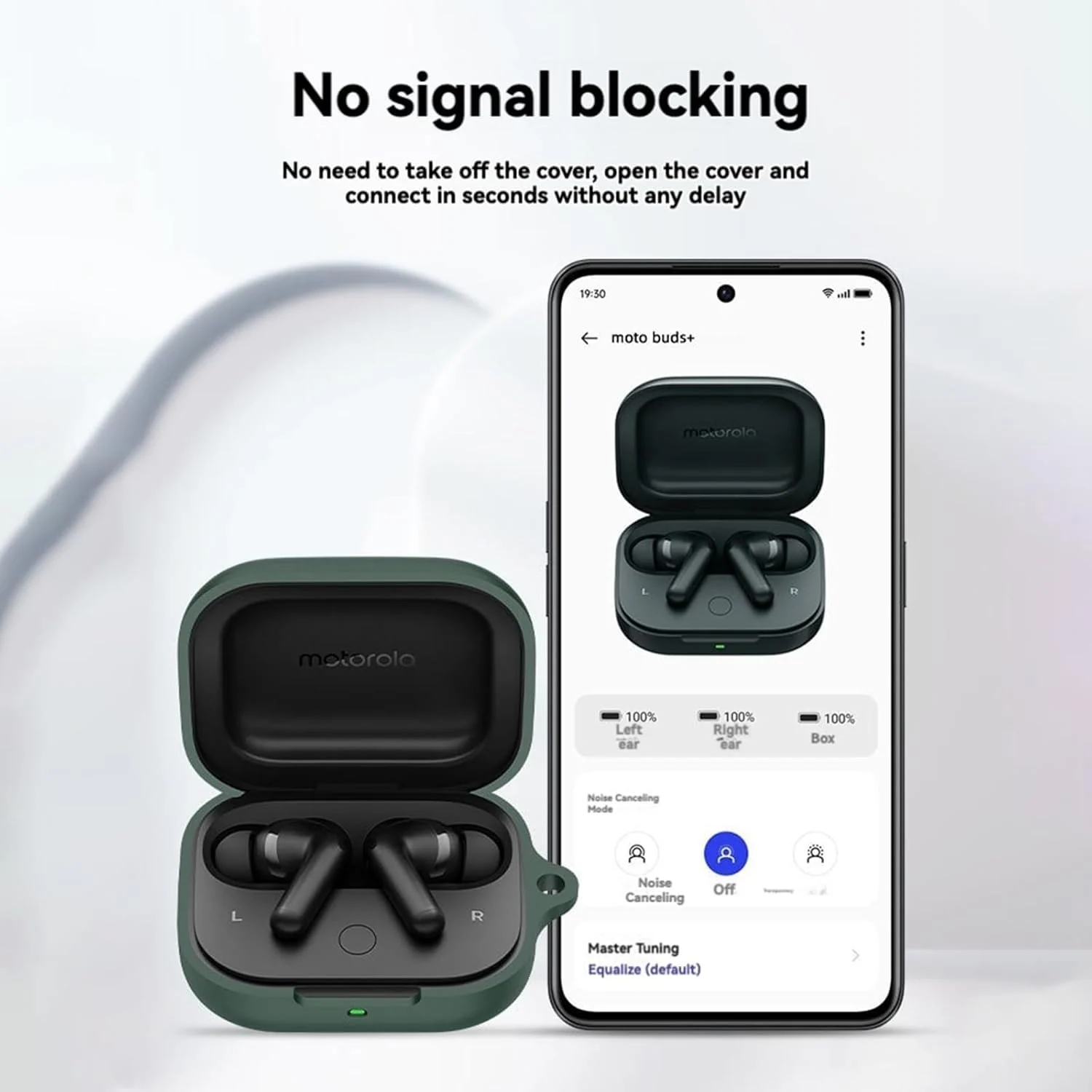 DL3 Mobilak Compatible with Motorola Moto Buds/Moto Buds Buds+ Case Cover, Soft Silicone Shockproof Protective Case Wireless Earbuds with Carabiner, Front LED Visible - Black