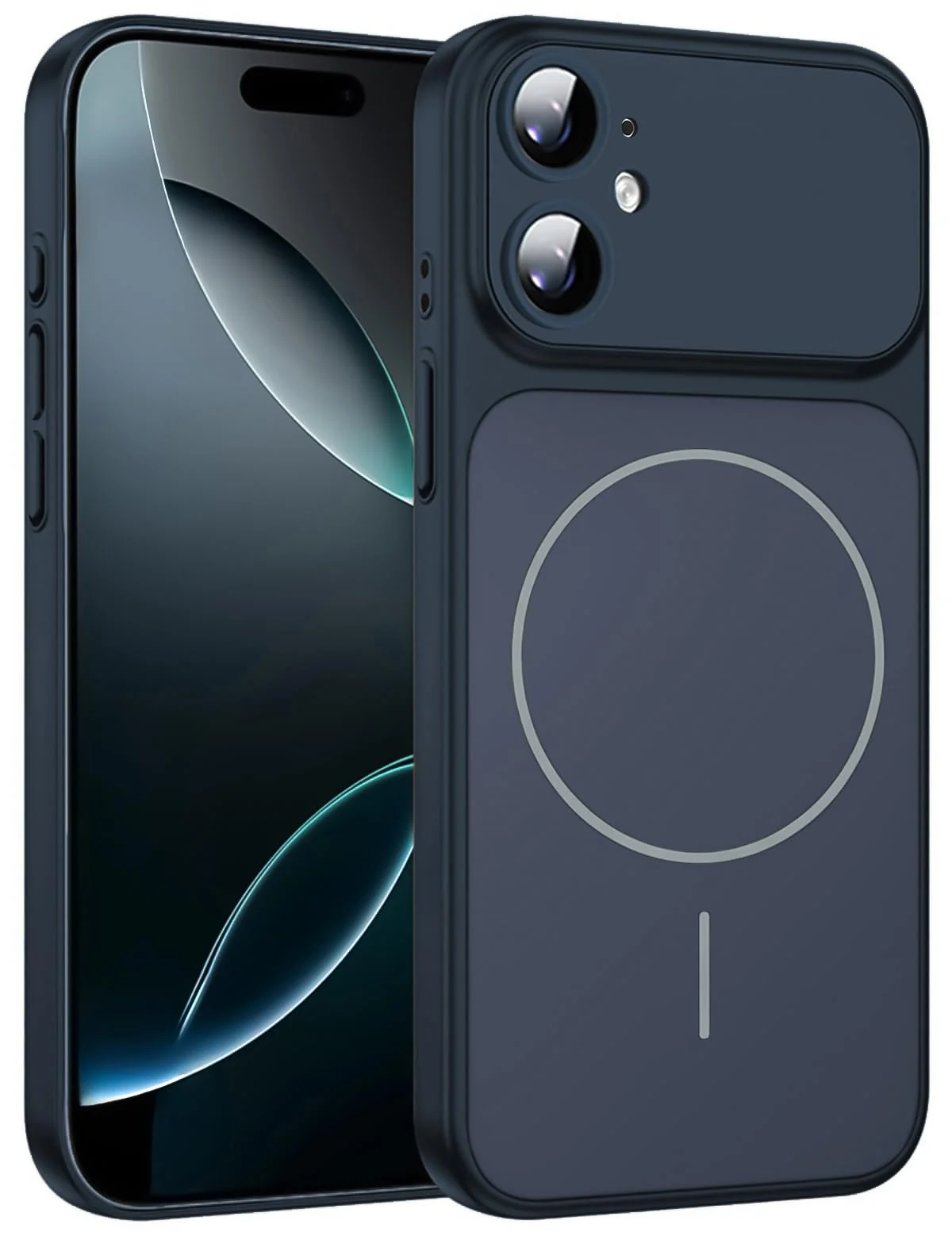 Premium Liquid Silicone Case for iPhone 11, Compatible with MagSafe, Built-in Camera Protection, Glossy Back Design, Shockproof Soft Protective Phone Cover - Black
