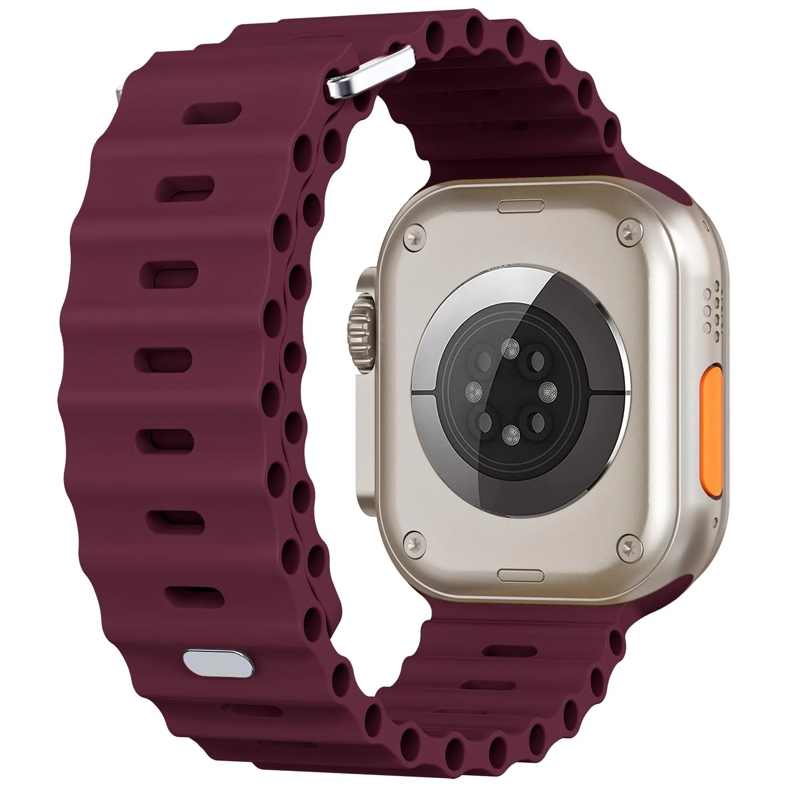 DL3 Mobilak Ocean Band For Apple Watch Ultra 49mm 45mm 44mm 42mm, Waterproof Soft Silicone Sport Wristbands Replacement Strap iWatch Ultra SE 8 7 6 5 4 3 2 1 (42MM/44MM/45MM/49MM) - Wine Red