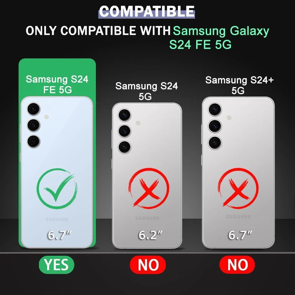 DL3 Mobilak Clear PC and TPU Protective Case for Samsung Galaxy S24 FE 5G with Camera Protection and Military-Grade Protection - Black