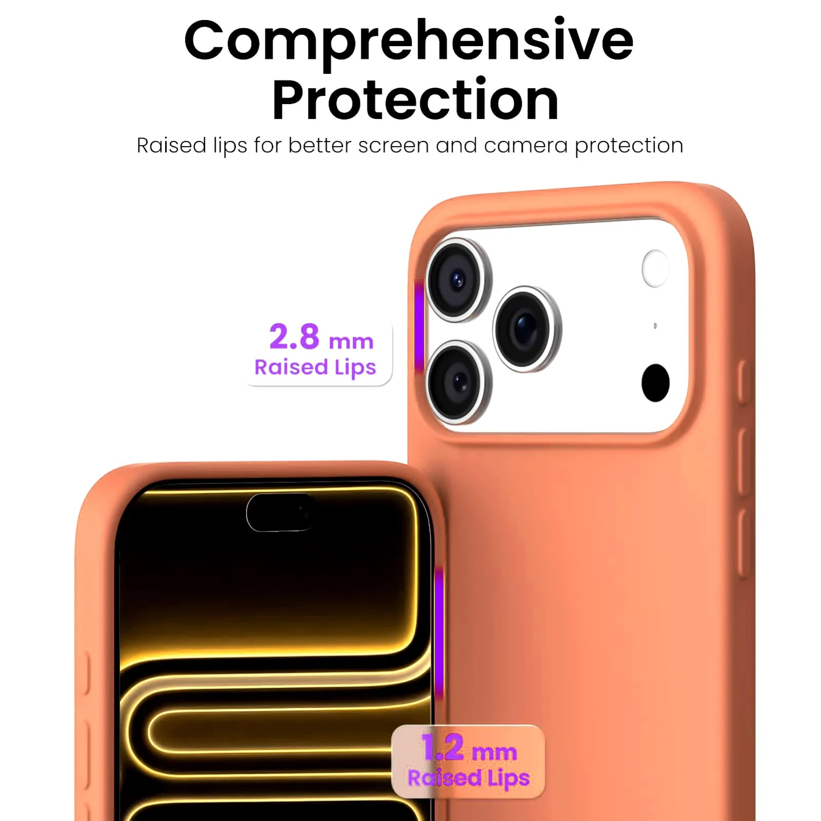 DL3 Mobilak Liquid Silicone Protective Case for iPhone 17 Pro Max 6.9-Inch with Microfiber Lining and Shockproof Design - Orange 2