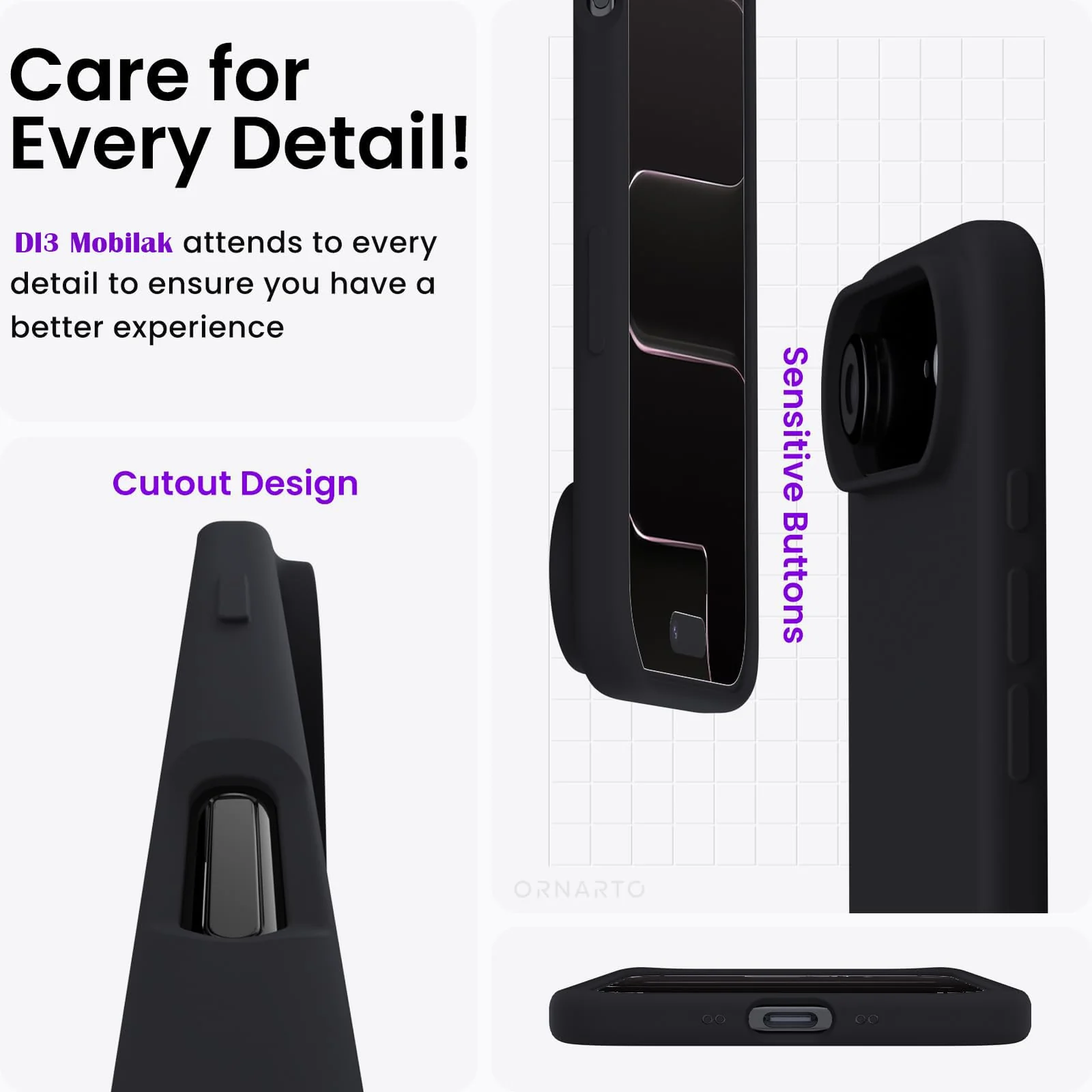 DL3 Mobilak Liquid Silicone Protective Case for iPhone 17 Air 6.5-Inch with Microfiber Lining and Shockproof Design - Black