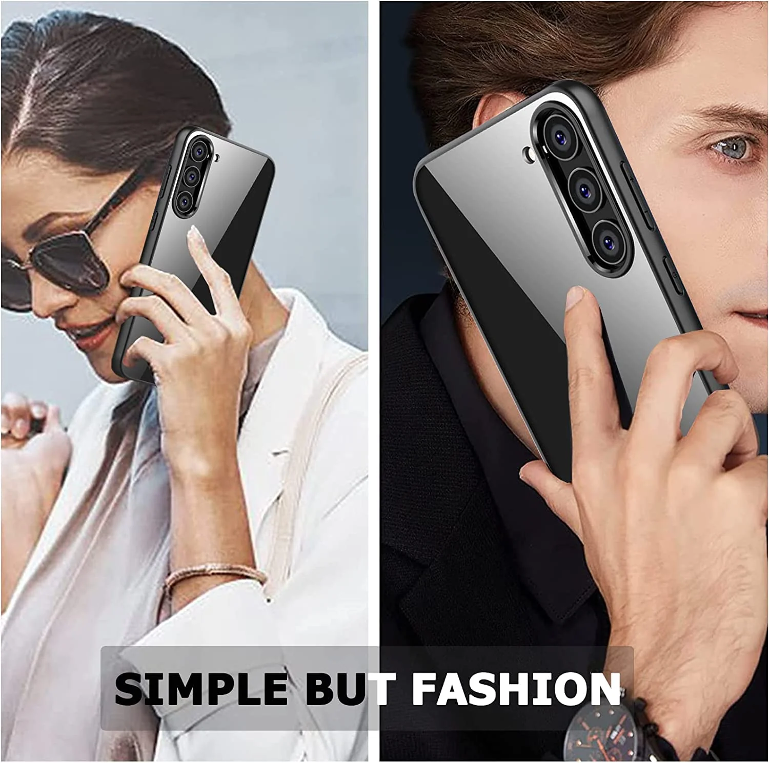 DL3 Mobilak Compatible Clear Samsung Galaxy S23+ Plus Case, Shockproof Hard PC + Soft Silicone [Not Yellowing] Transparent Protective Slim Case for Samsung S23 Plus 5G Case Clear Men Women - Black