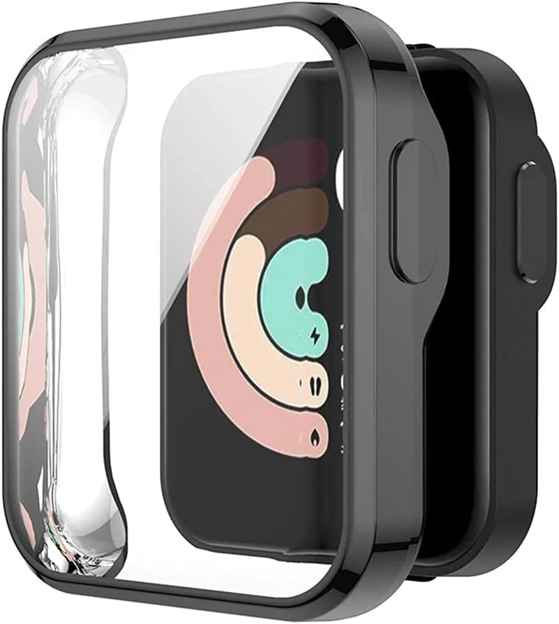 DL3 Mobilak Case Compatible with Xiaomi Mi Watch Lite Case All-Around Screen Protector Watch Soft TPU Shockproof Cover Slim Guard Thin Bumper Shell Protector - Black