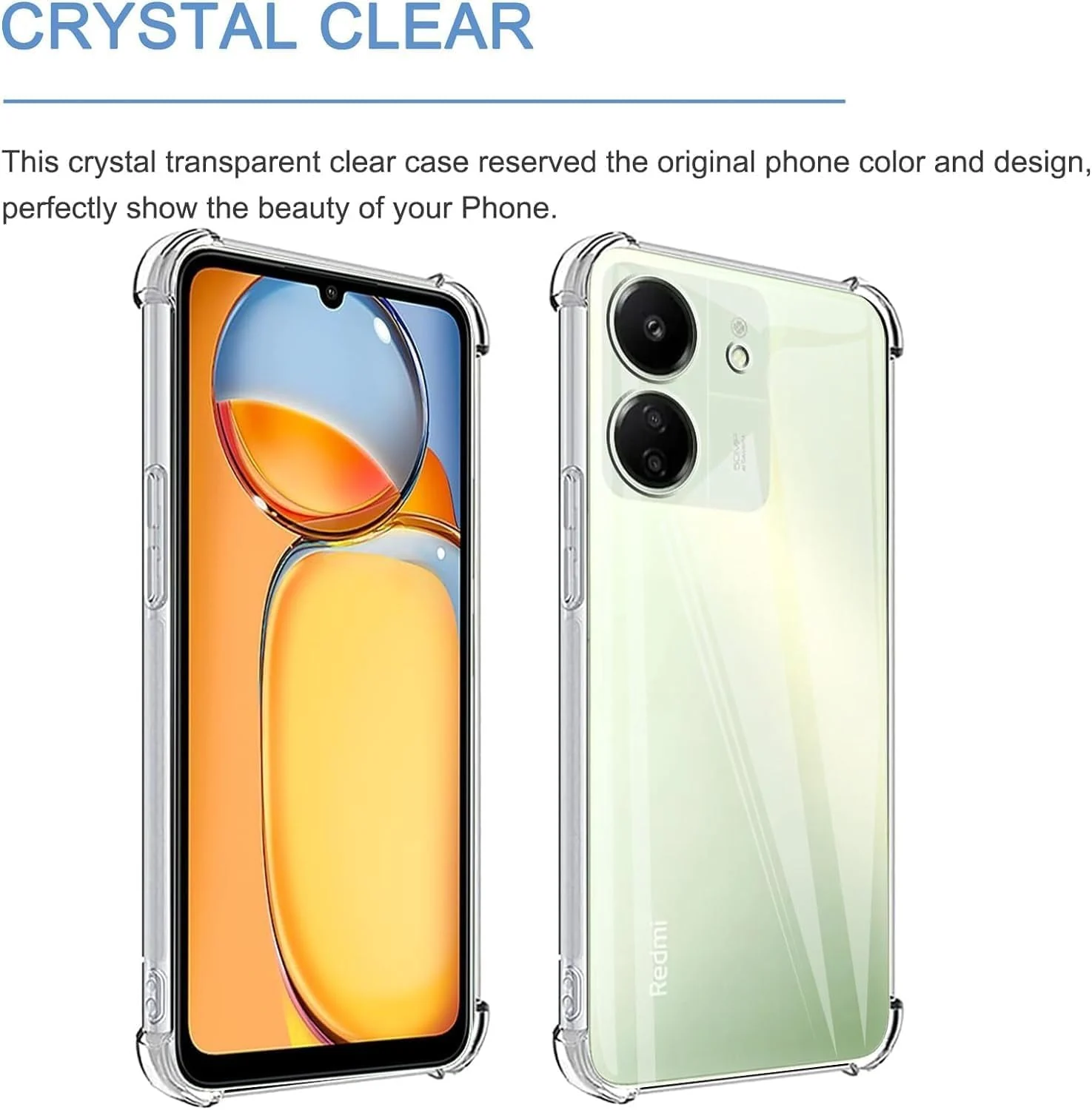DL3 Mobilak Clear TPU Case for Xiaomi Redmi 13C 4G / Poco C65, Camera protection, Shock-absorbing protection, Non-slip grip - Clear