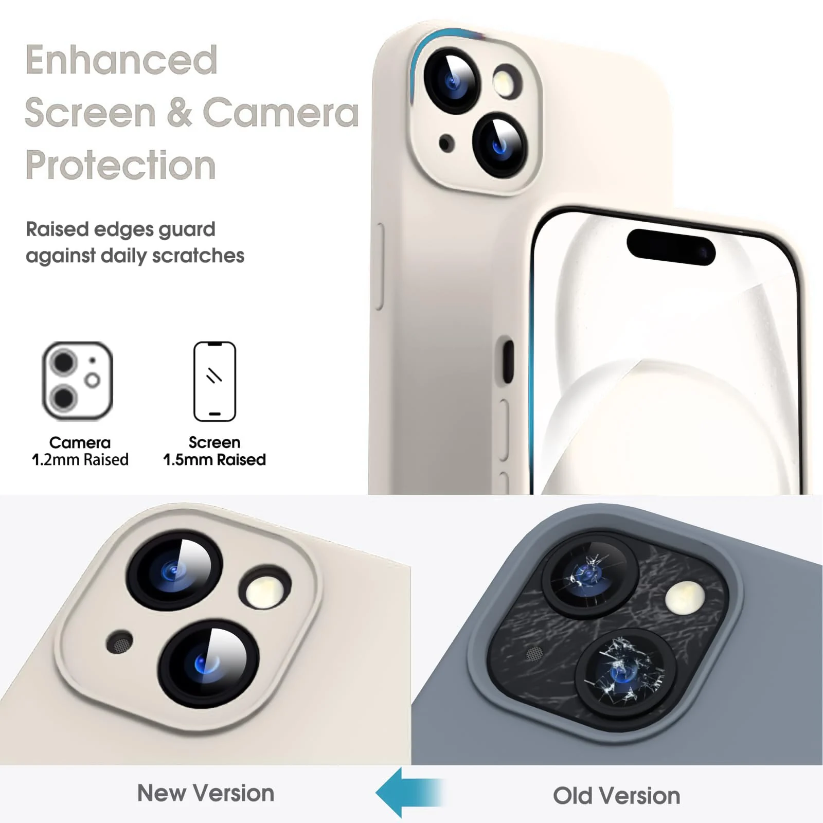 DL3 Mobilak Liquid Silicone Case for iPhone 13 (6.1 Inch), Shock-absorbing protection, Scratch-resistant surface, Soft microfiber lining - Off White