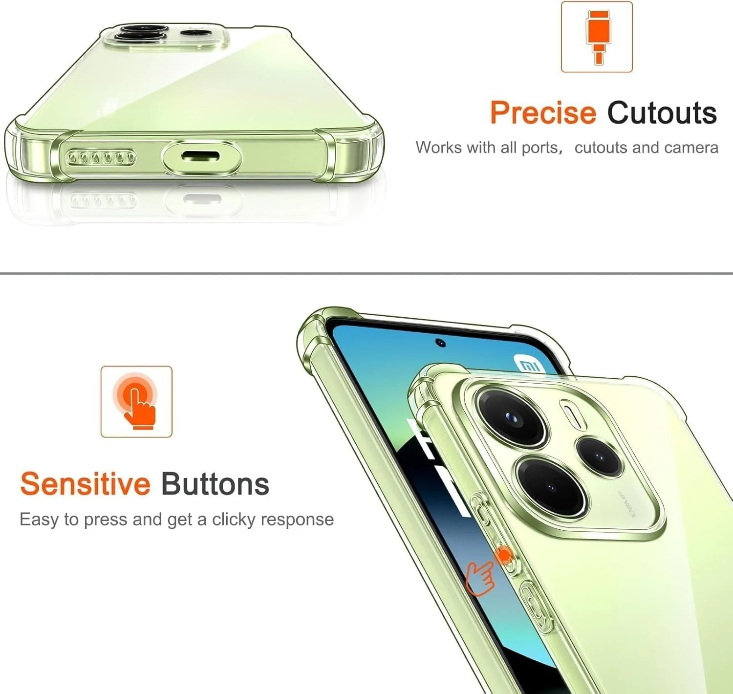 DL3 Mobilak Clear TPU Protective Case for Xiaomi Redmi Note 14 4G with Camera Protection and Shockproof Design - Clear