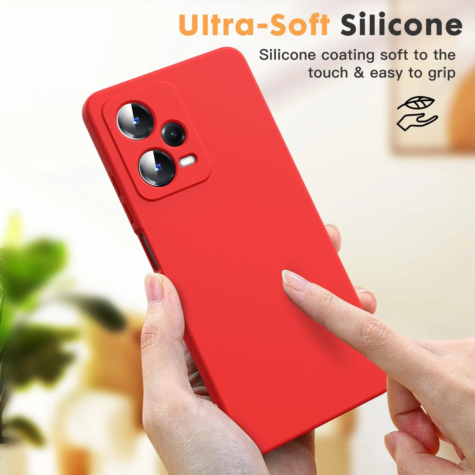 DL3 Mobilak Silicone Protective Case for Xiaomi Redmi Note 12 Pro + / 12 pro plus 5G, Shock-absorbing protection, Scratch-resistant surface, Soft microfiber lining - Red