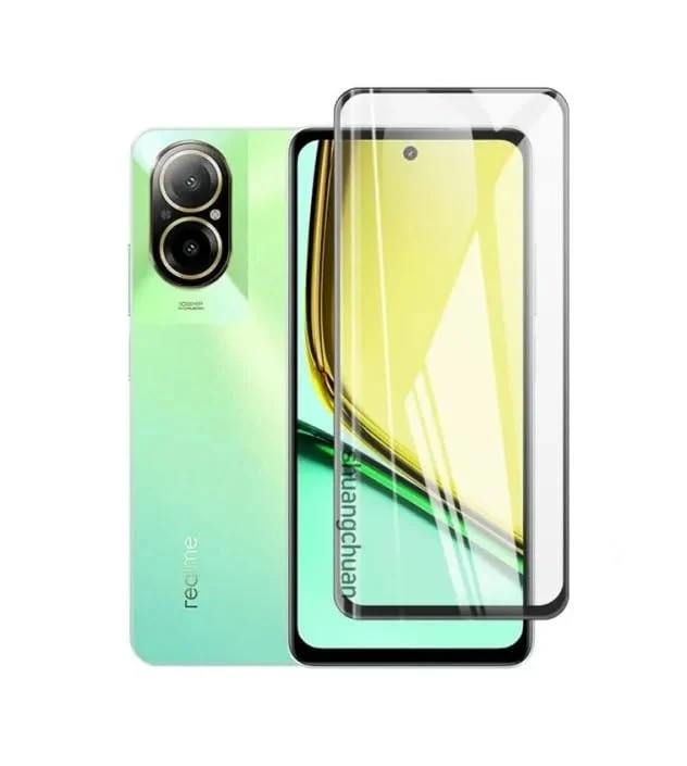 DL3 Mobilak 5D Full Glass Screen Protector For realme C67. Black Frame - Clear
