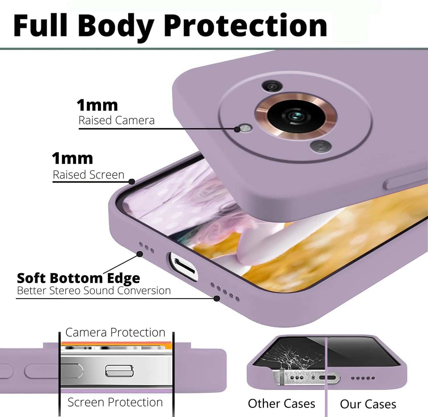 DL3 Mobilak Liquid Silicone Protective Case with Soft Microfiber Lining with Full Camera Protection for realme 11 Pro & realme 11 Pro+ Plus 5G - Lavender