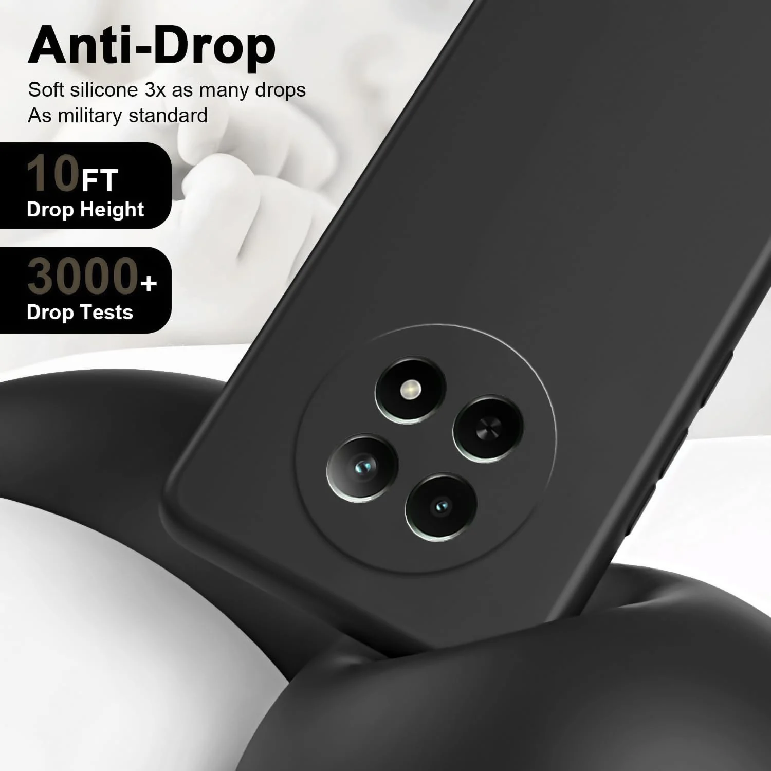 DL3 Mobilak Liquid Silicone Case for realme 13 5G / realme 12 5G / realme 12X 5G, Shock-absorbing protection, Scratch-resistant surface, Soft microfiber lining - Black