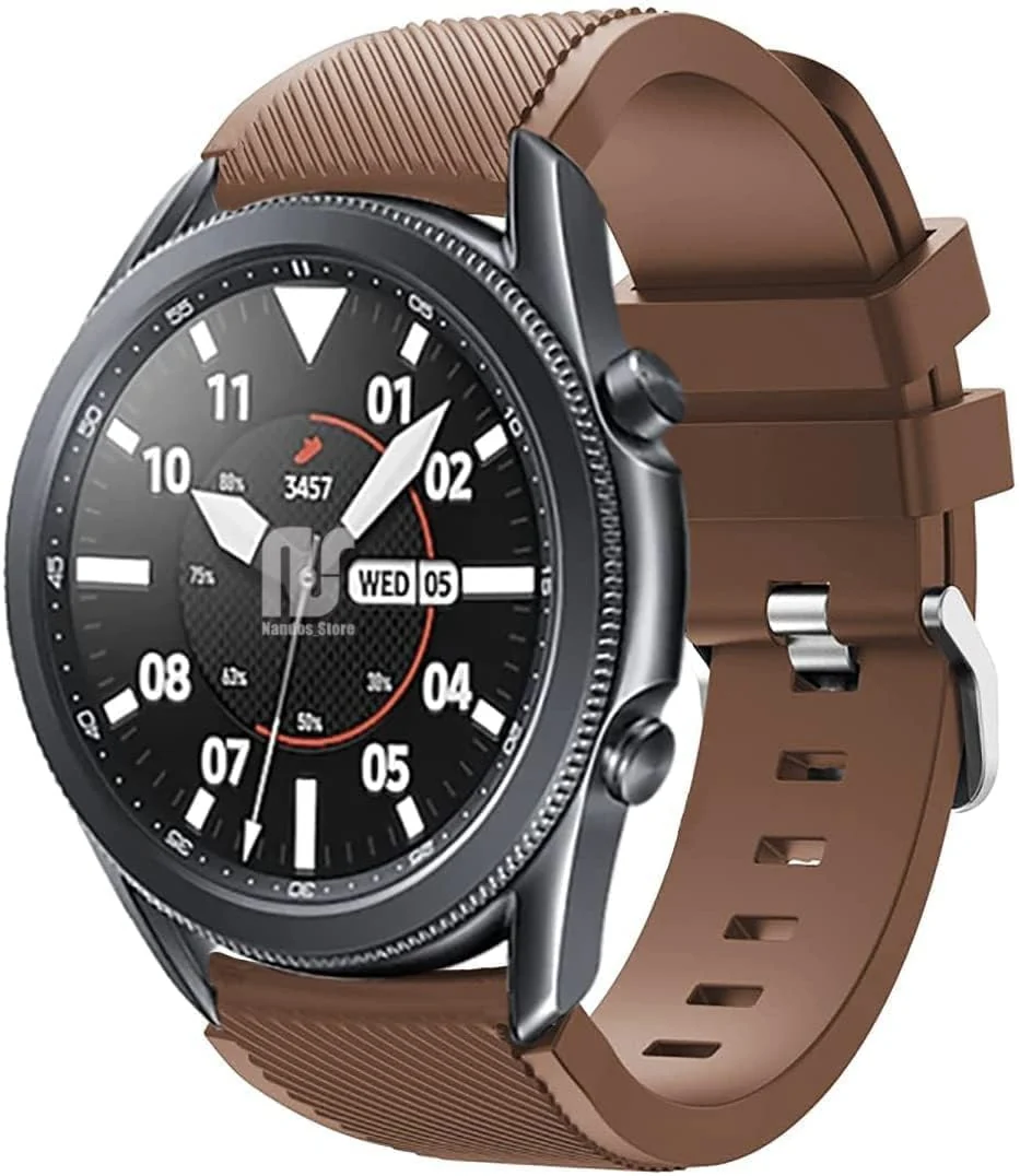 DL3 Mobilak Sport Silicone Band 20MM Strap For Samsung Gear Sport/Watch 6/5/4/5 Pro 45mm/S2 classic/active 2 40mm 44mm/Amazfit GTS/2/2e/GTS3/3 Pro/2 Mini/3 Mini/Bip 3/Bip 3 Pro - Brown