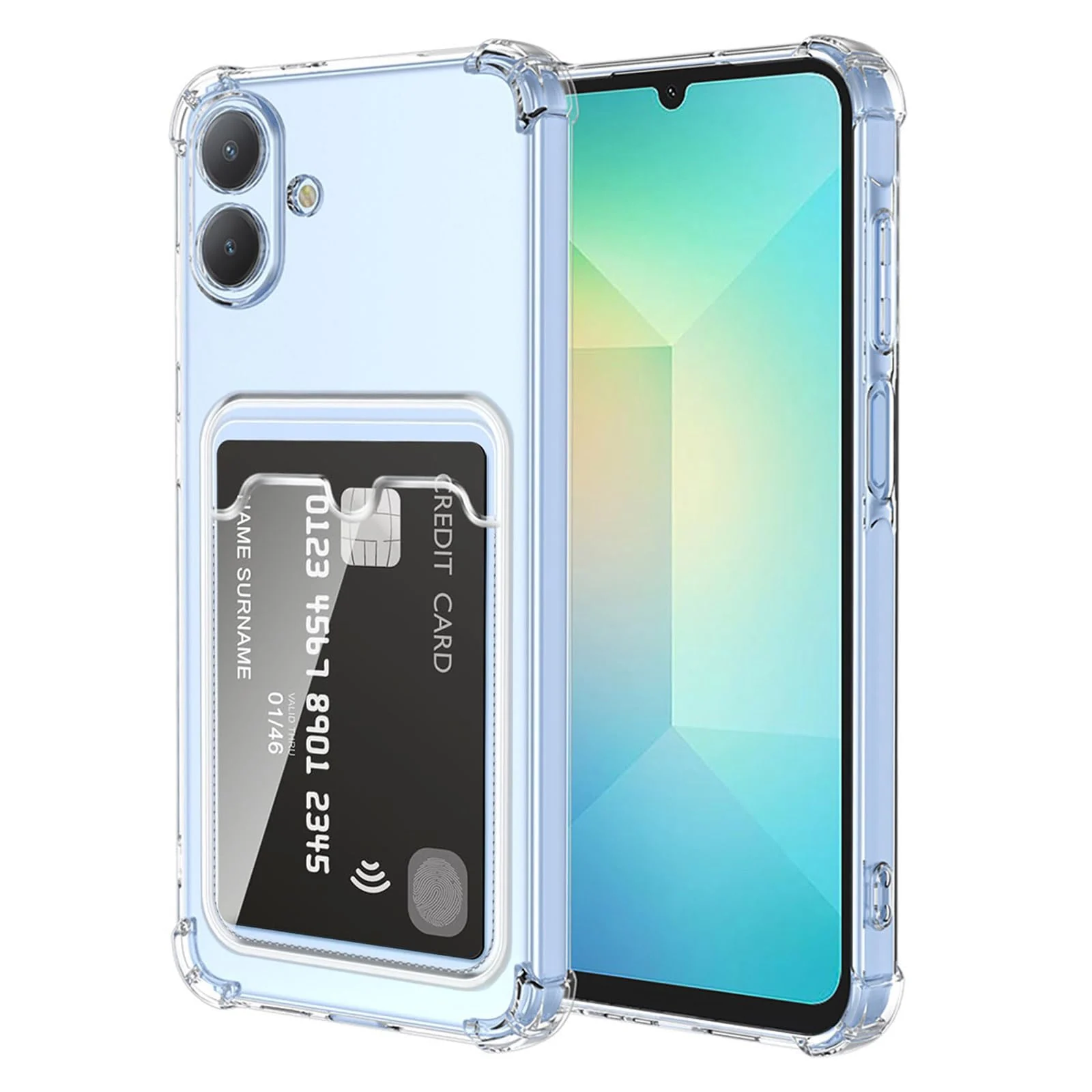 DL3 Mobilak Samsung Galaxy A07 4G Case Clear Card Holder Back Wallet Crystal Transparent Soft TPU Shockproof Bumper Corner Drop Protection Phone Case Cover With Camera Lens Protection - Transparent