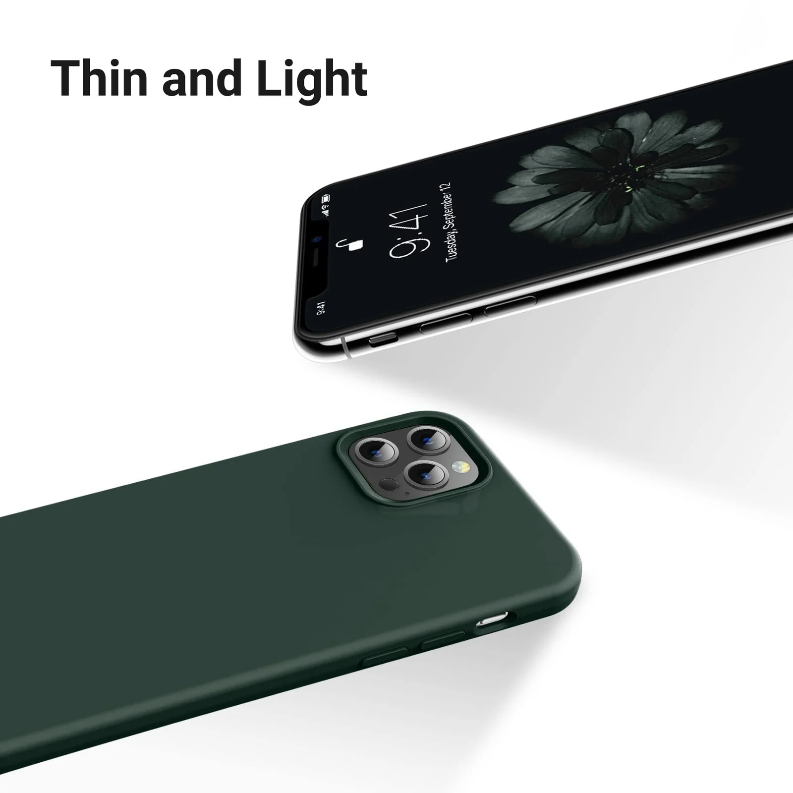 DL3 Mobilak Liquid Silicone Protective Case for iPhone 15 Pro Max with Camera Protection and Microfiber Lining - Oil Green