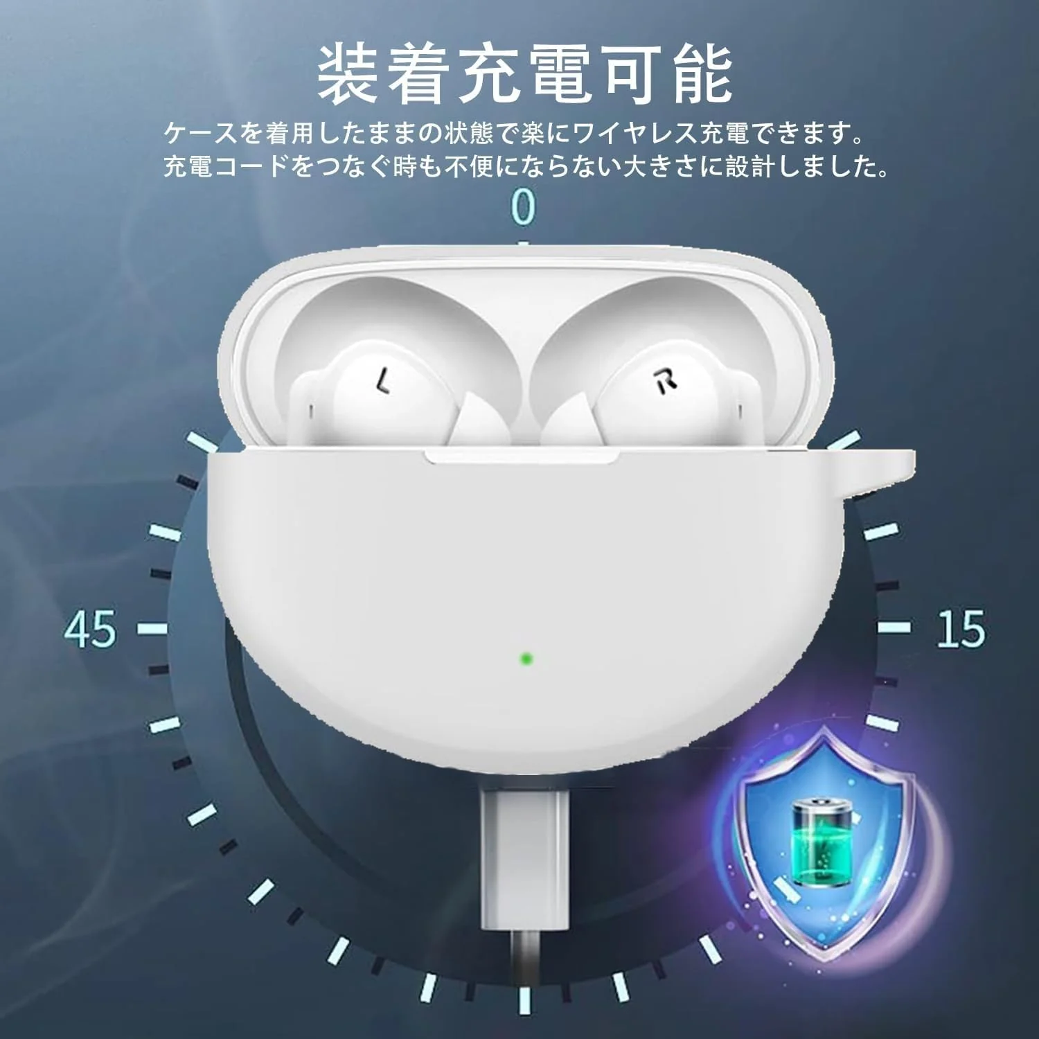 DL3 Mobilak Compatible with OPPO Enco Air3 Pro Case Cover, Soft Silicone Shockproof Protective Case Wireless Earbuds with Carabiner, Front LED Visible - White