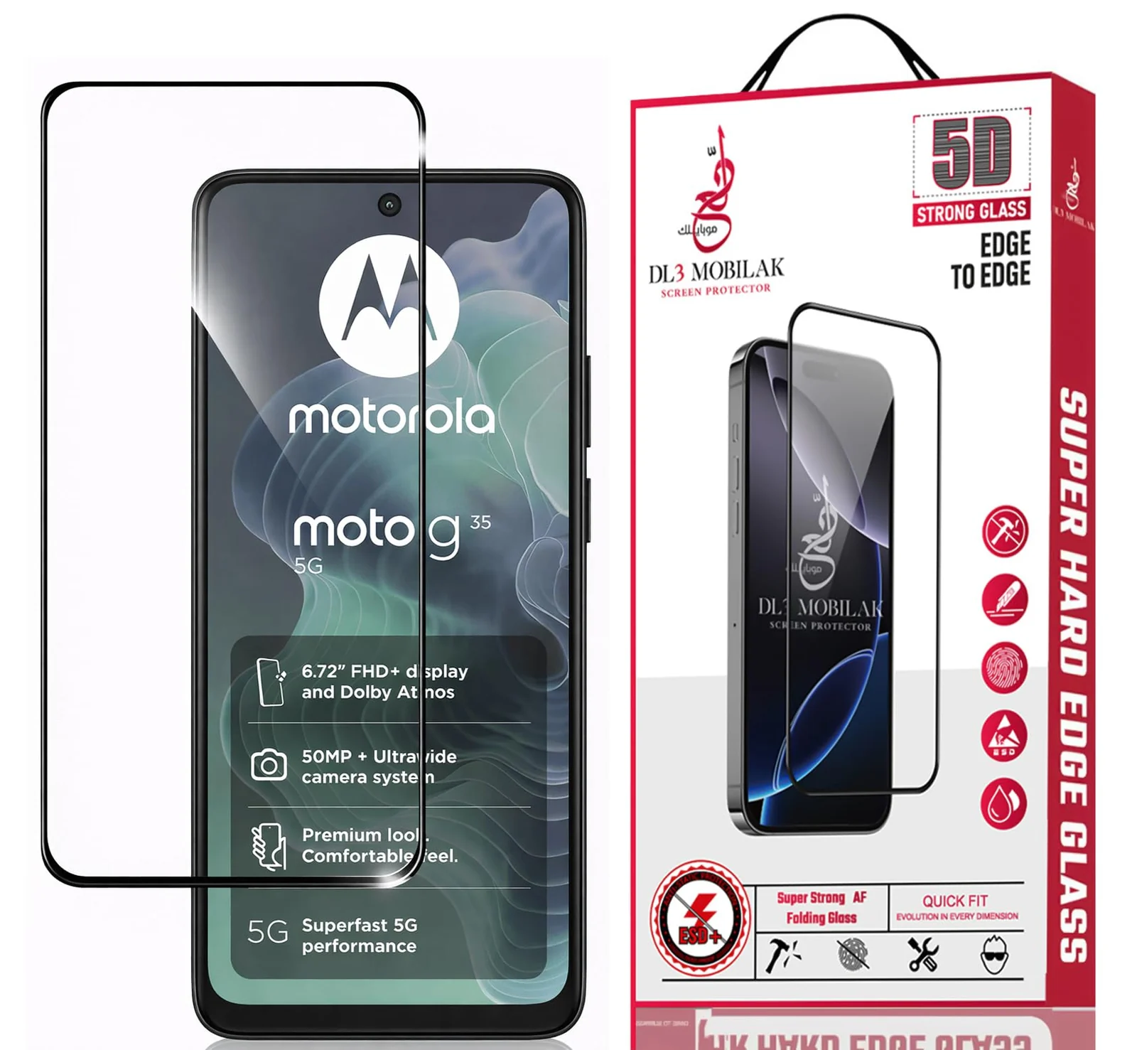 DL3 Mobilak for Motorola Moto G35 5G Tempered Glass Screen Protector, 9H Hardness Anti-Scratch Tempered Glass flim, Case Friendly, Anti-Scratch - Clear