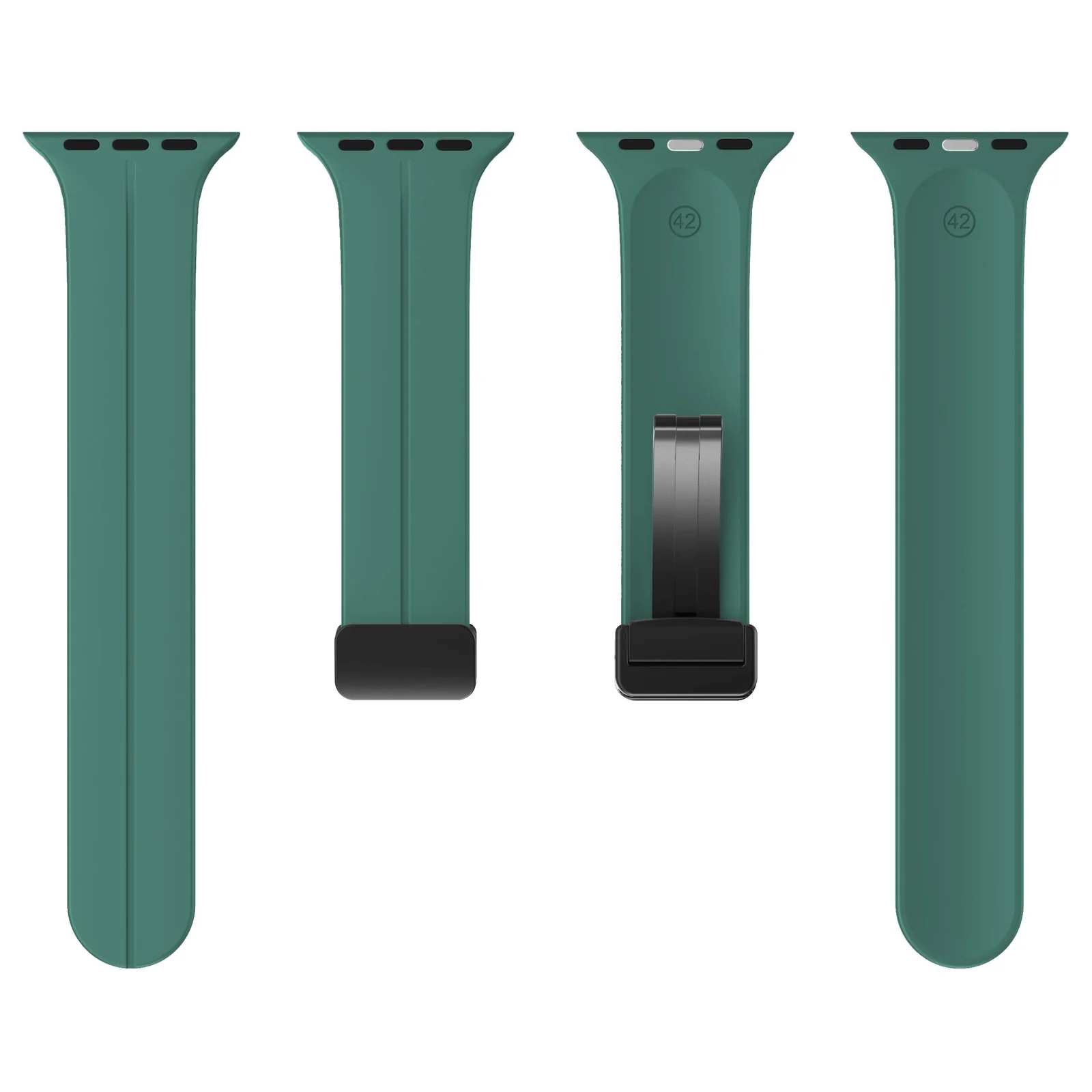 DL3 Mobilak Magnetic Bands for Apple Watch Ultra/Ultra 2 Band 49mm 45mm 44mm 42mm 41mm 40mm 38mm, Soft Sport Silicone Strap for iwatch Series 9/8/7/6/5/4 (Pine Green, 38mm/40mm/41mm), unisex-adult - Black