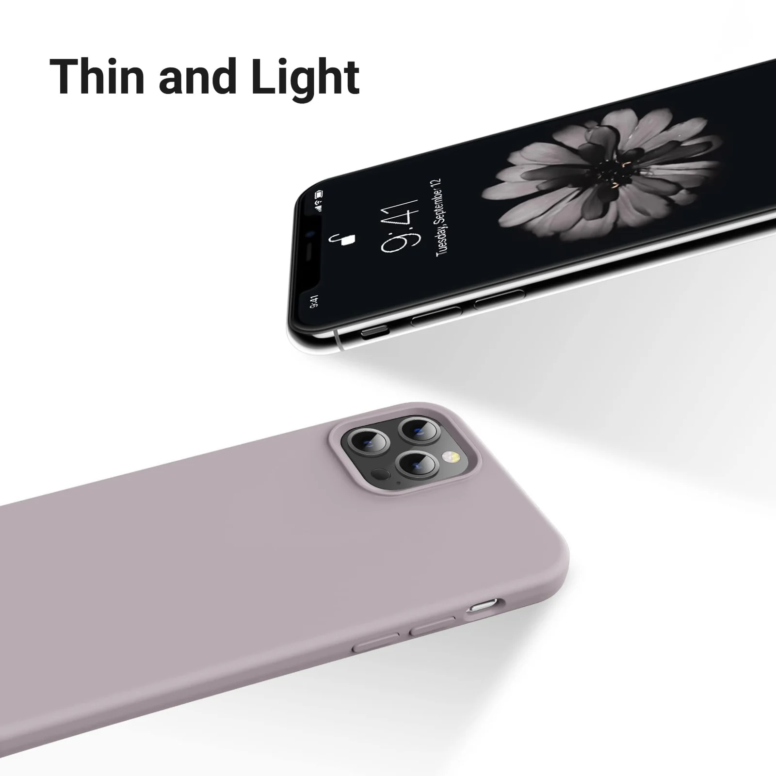 DL3 Mobilak Liquid Silicone Protective Case with Soft Microfiber Lining for iPhone 13 Pro (6.1 Inch) - Lavender