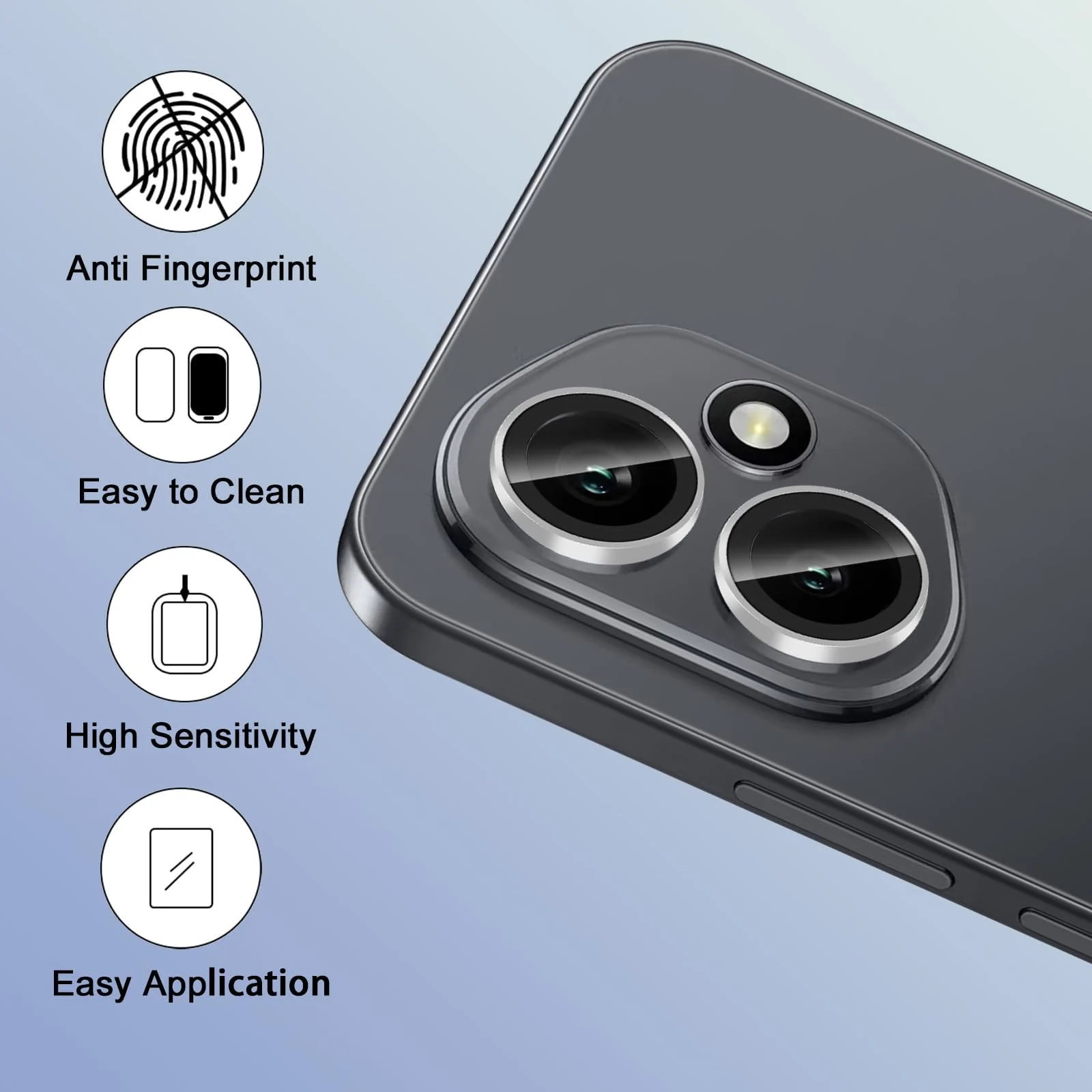 DL3 Mobilak Camera Lens Protector for Honor 400 5G Accessories, 9H Tempered Glass Metal Individual Ring Camera Cover Screen Protector, Case Friendly, Anti Scratch - Silver