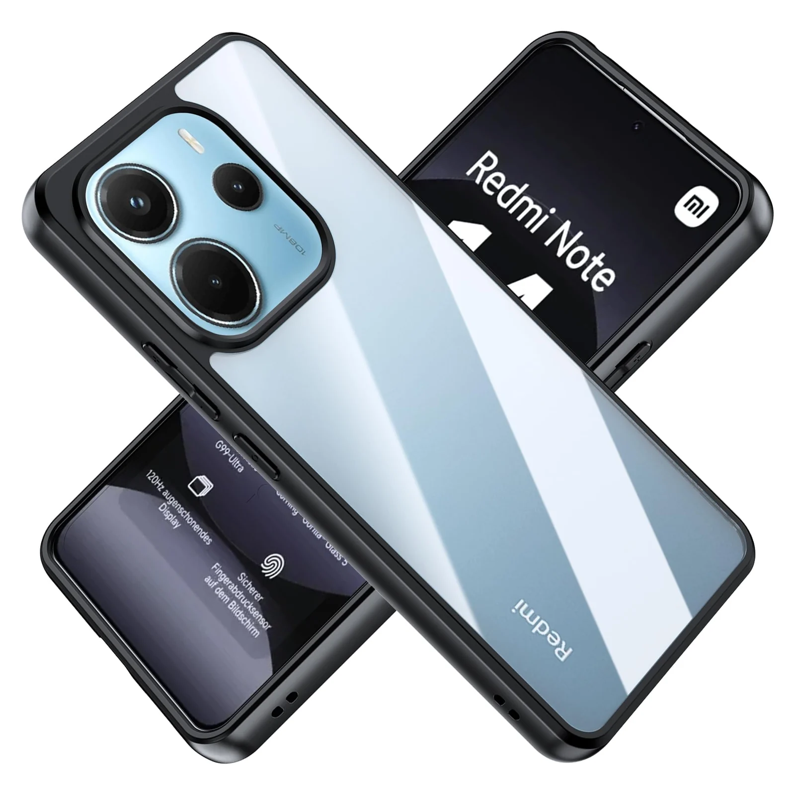 Dl3 Mobilak Case For Xiaomi Redmi 13C 4G / Xiaomi Poco C65, Crystal Clear Case [Not Yellowing] [Military Grade Drop Protection] Shockproof Protective Transparent Protective Slim Cover - Black