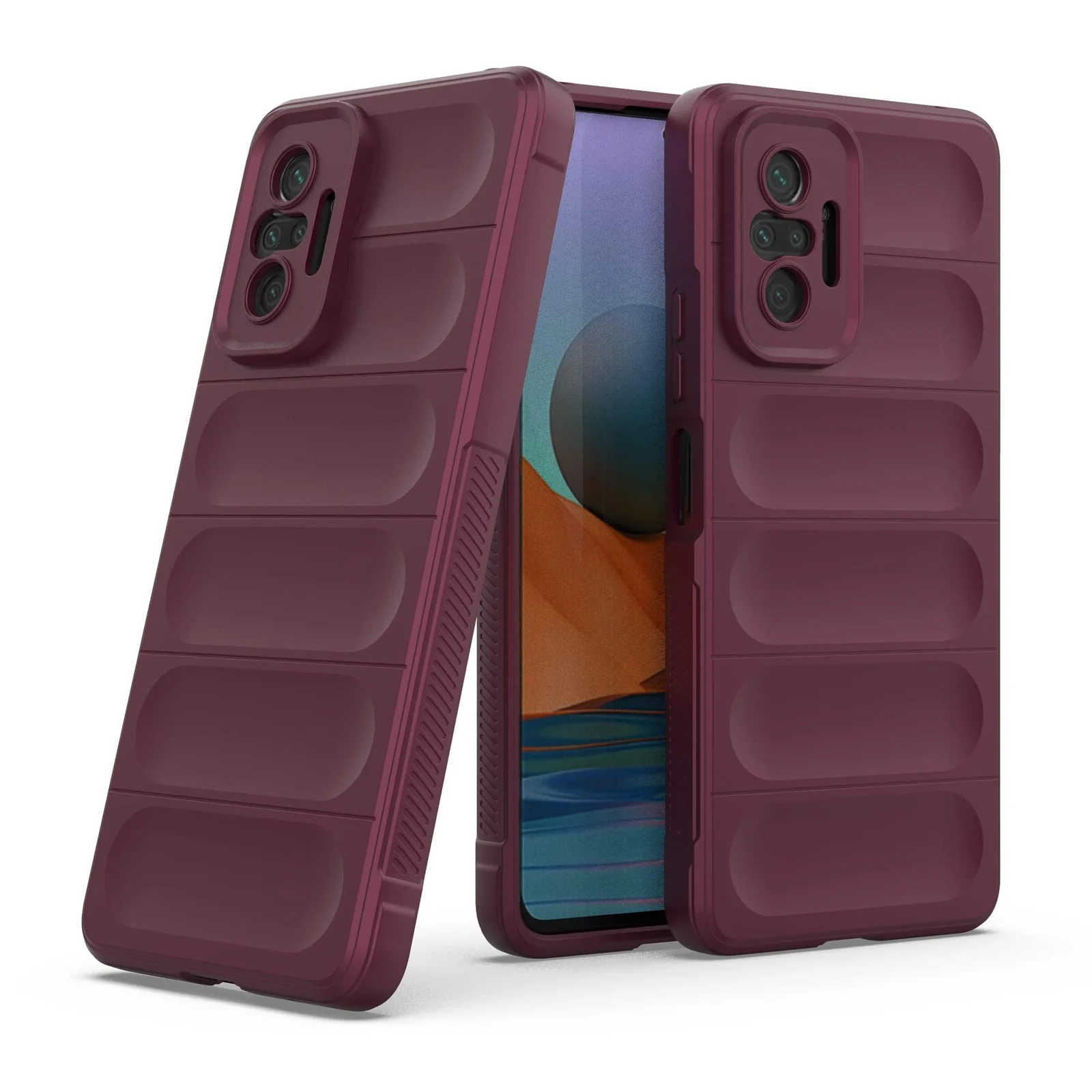 DL3 Mobilak Flexible Silicone and TPU Protective Case with Camera Protection for Xiaomi Redmi Note 10 Pro / Note 10 Pro Max - Wine Red
