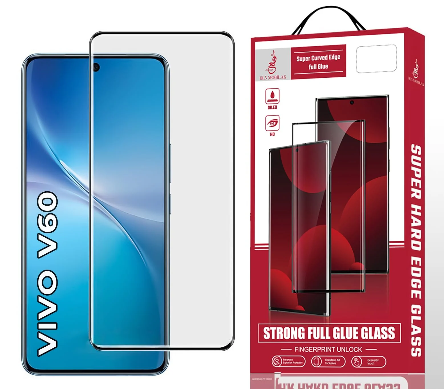 DL3 Mobilak Screen Protector for vivo V60 5G, Tempered Glass Screen Saver Premium HD Protective, Scratch Resistant, NO-Bubble, 9H Hardness, Full Coverage Film - Clear