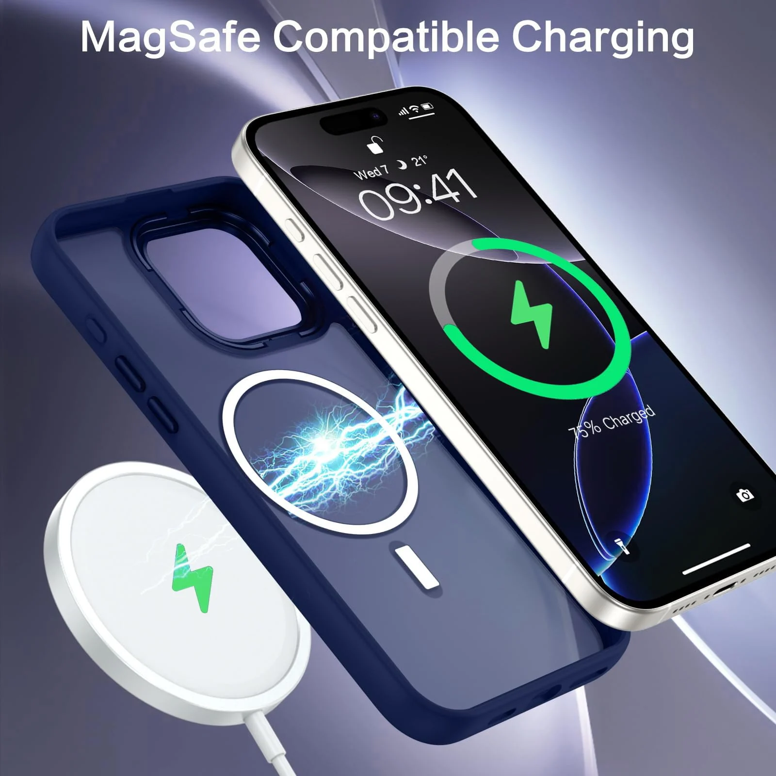 DL3 Mobilak Case for iPhone 15 Pro 6.1-Inch Magnetic Translucent Matte Phone Cases [Compatible with MagSafe] Thin Slim Fit Shockproof Bumper Hard Protective Cover for Women Men Girls - Blue