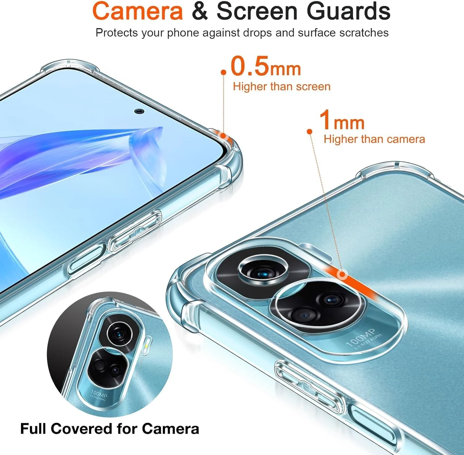 DL3 Mobilak Clear TPU Protective Case for Honor 90 Lite 5G with Camera Protection and Shockproof Design - Clear