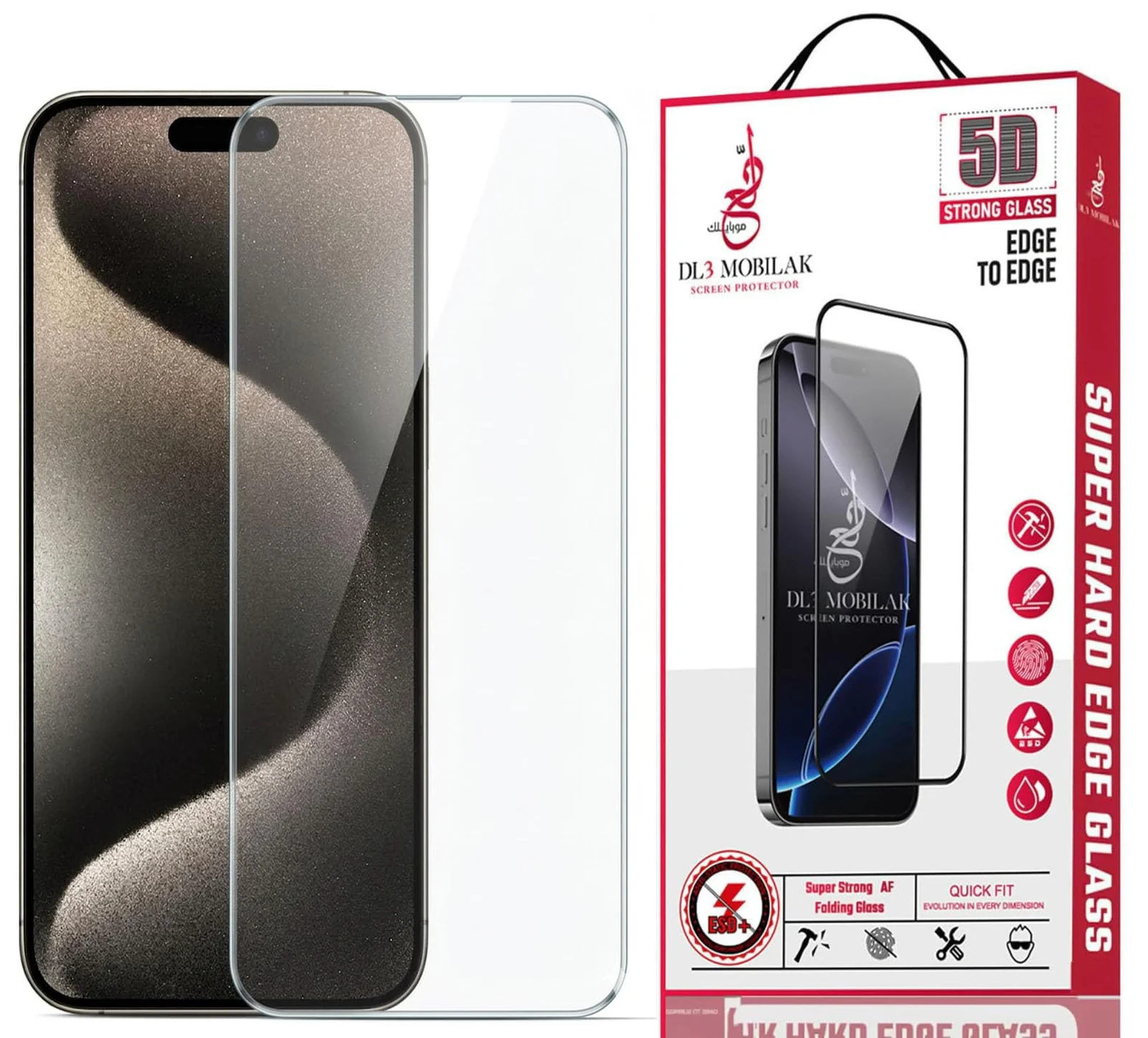 DL3 Mobilak for iPhone 15 Pro Max Tempered Glass Screen Protector, 9H Hardness Anti-Scratch Tempered Glass flim, Case Friendly, Anti-Scratch - Clear