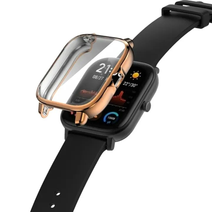 DL3 Mobilak Case Compatible with Amazfit GTS 2 / GTS 2e Case All-Around Screen Protector Watch Soft TPU Shockproof Cover Slim Guard Thin Bumper Shell Protector - Rose Gold