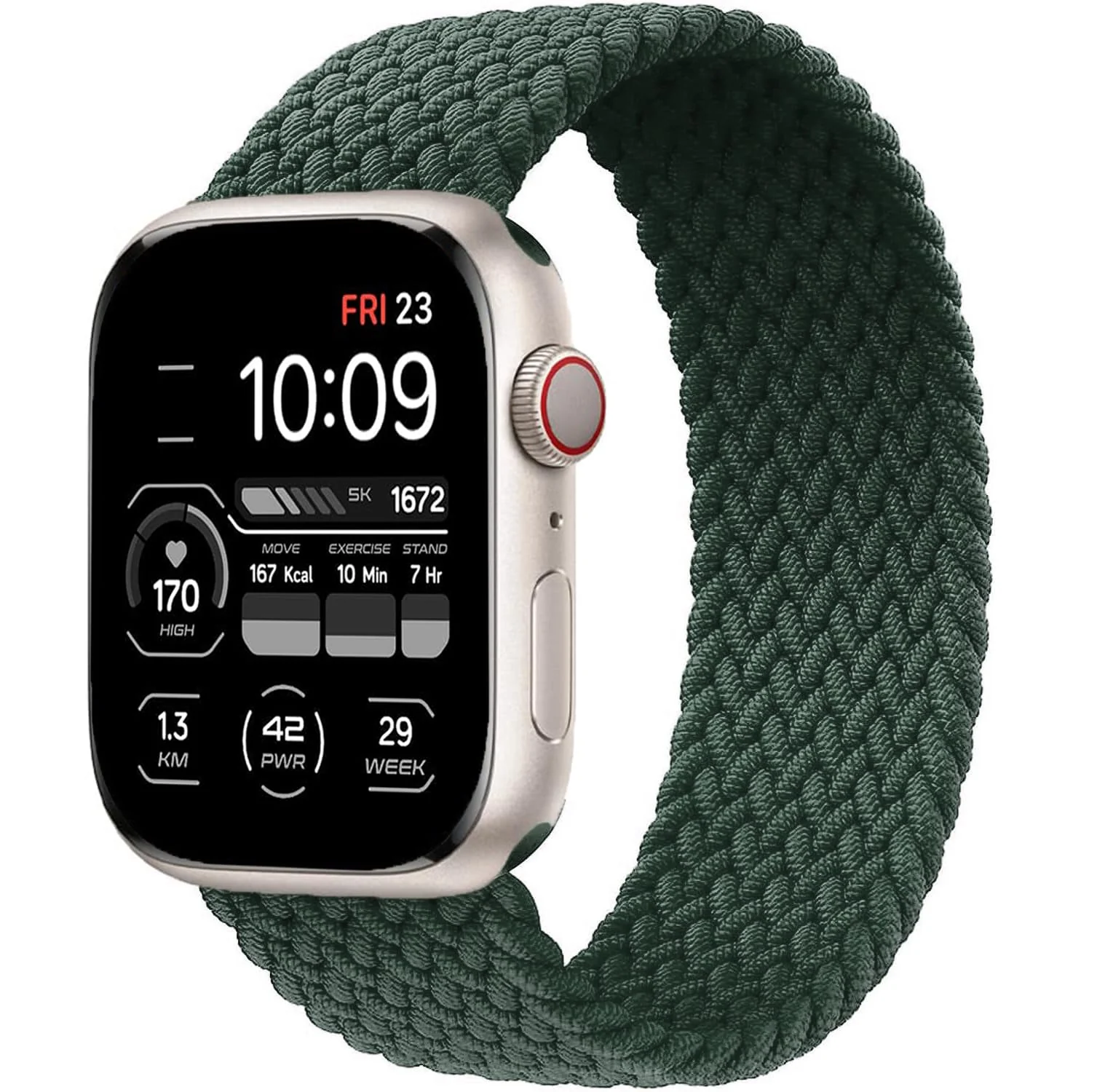 Medium — DL3 Mobilak Braided Solo Loop Band For Apple Watch Band 49mm 45mm 44mm 42mm, Replacement Wristband Nylon Strap for iWatch Series SE 9/8/7/6/5/4/3/2/1/Ultra/Ultra 2 (Green, Medium), unisex-adult