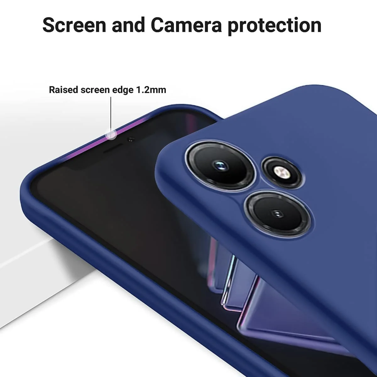 DL3 Mobilak Liquid Silicone Protective Case with Soft Microfiber Lining with Full Camera Protection for Infinix Hot 30i - Blue 1