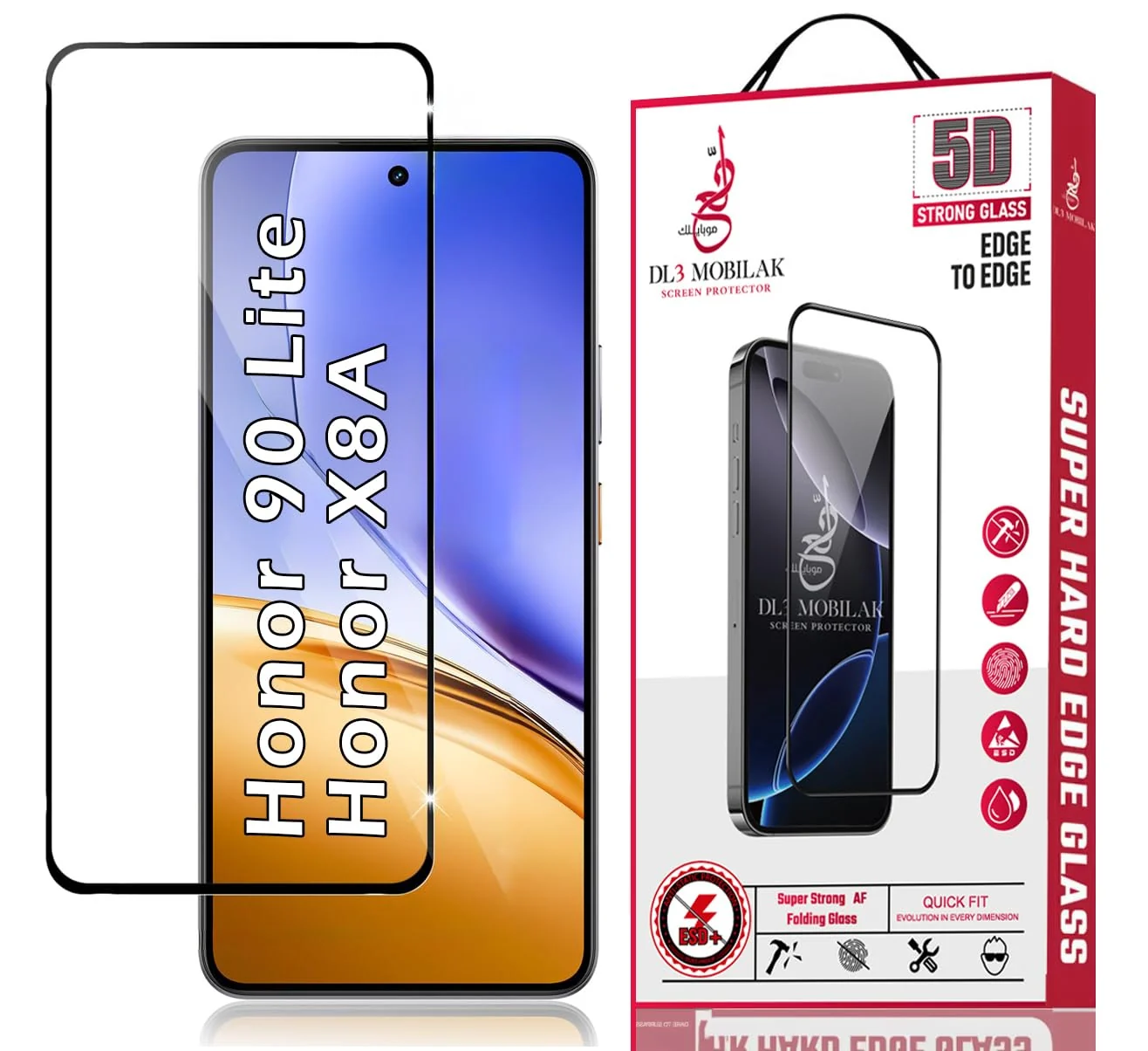 DL3 Mobilak for Honor 90 Lite/Honor X8A Tempered Glass Screen Protector, 9H Hardness Anti-Scratch Tempered Glass flim, Case Friendly, Anti-Scratch - Clear