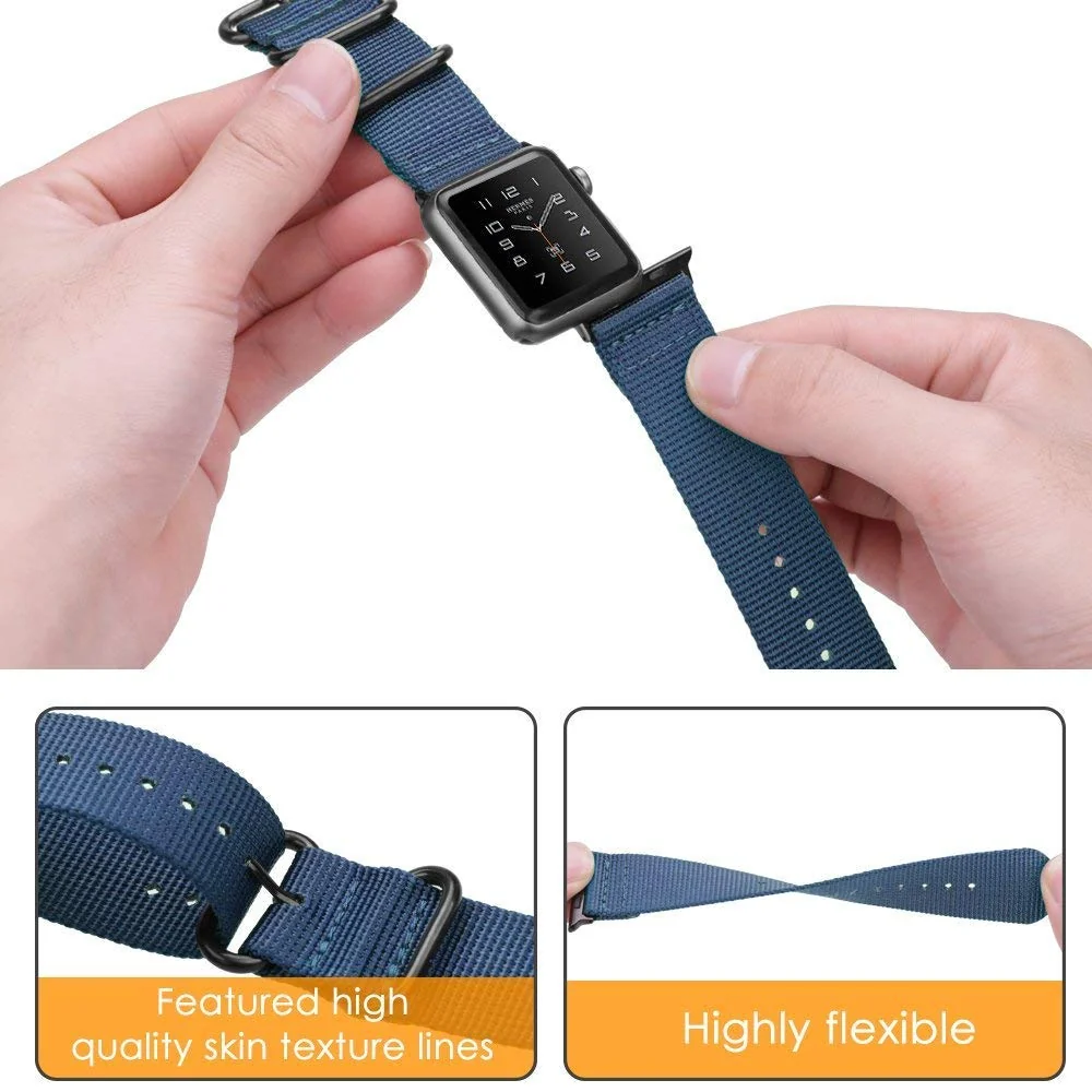 DL3 Mobilak Nylon Solo Loop Stretchy Straps For Apple Watch Band 49mm 45mm 44mm 42mm 41mm 40mm 38mm, Elastic Wristbands for iwatch Series 8 Ultra 7 6 5 4 3 2 1 Se (B. , 42MM/44MM/45MM/49MM) - B.Blue